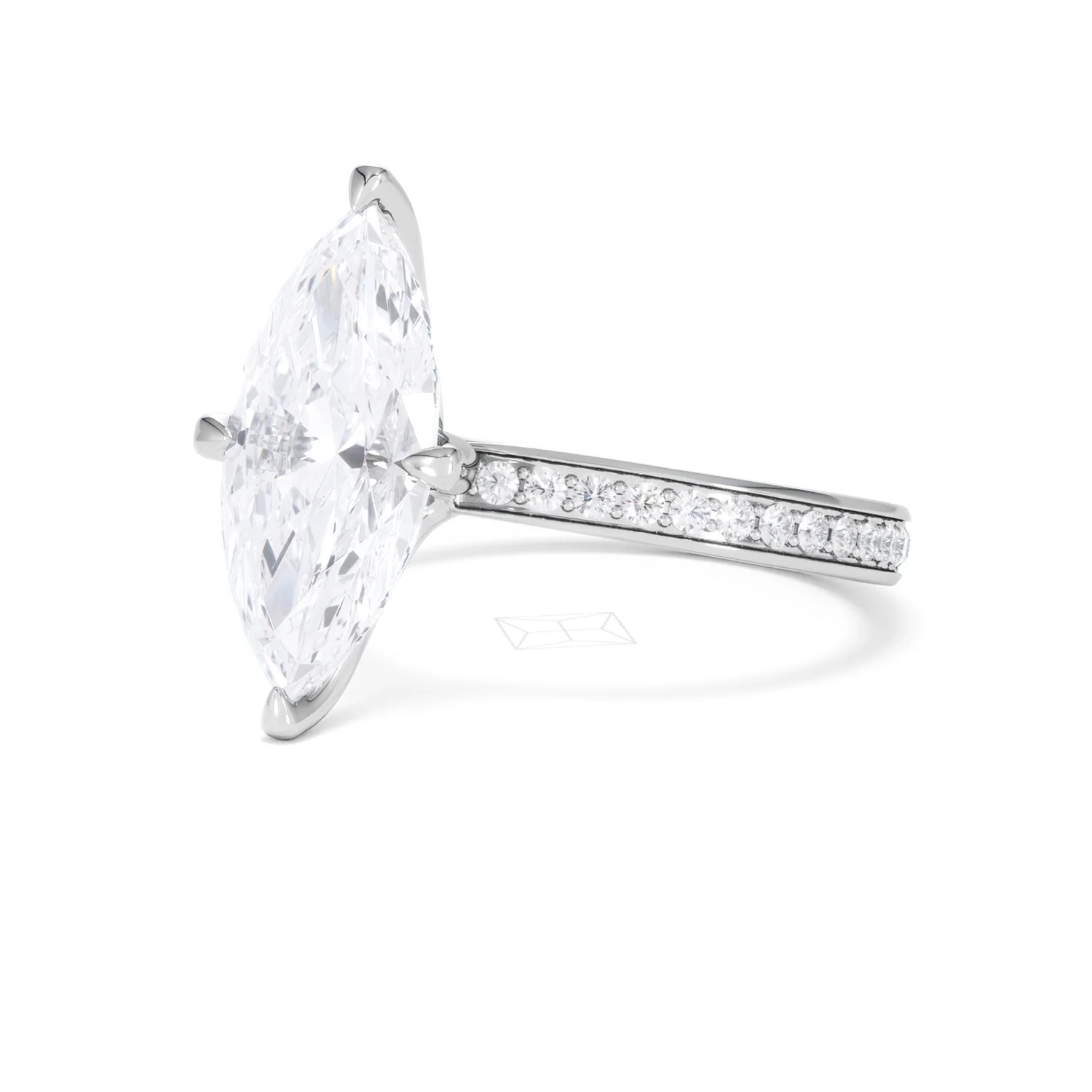 Origin Twist 3.00ct Marquise Cut Lab Diamond Solitaire Engagement Ring with Side Stones in 18K White Gold - Image 79