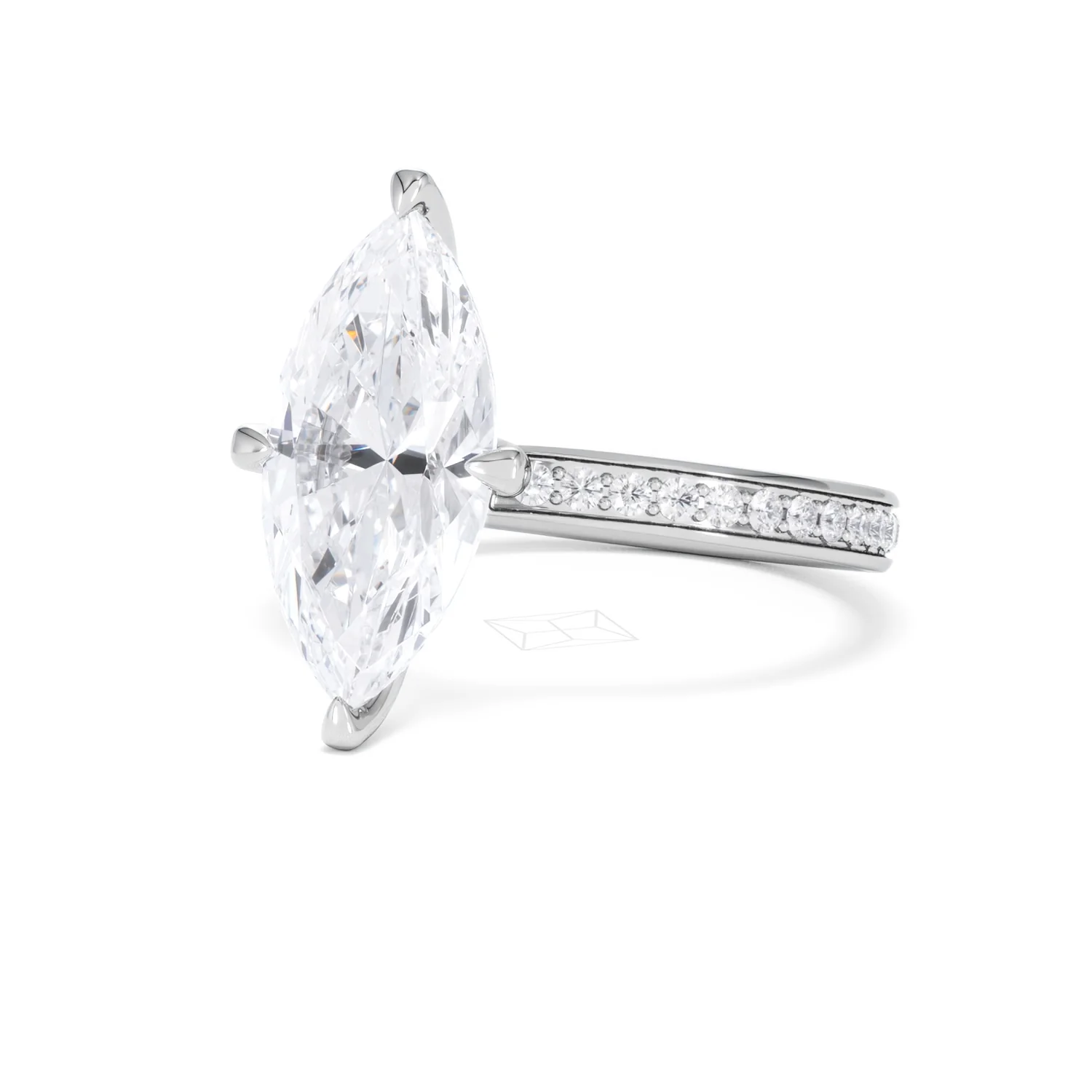 Origin Twist 3.00ct Marquise Cut Lab Diamond Solitaire Engagement Ring with Side Stones in 18K White Gold - Image 81
