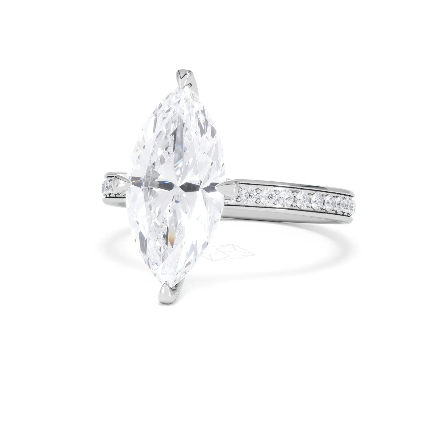 Origin Twist 3.00ct Marquise Cut Lab Diamond Solitaire Engagement Ring with Side Stones in 18K White Gold - Image 83