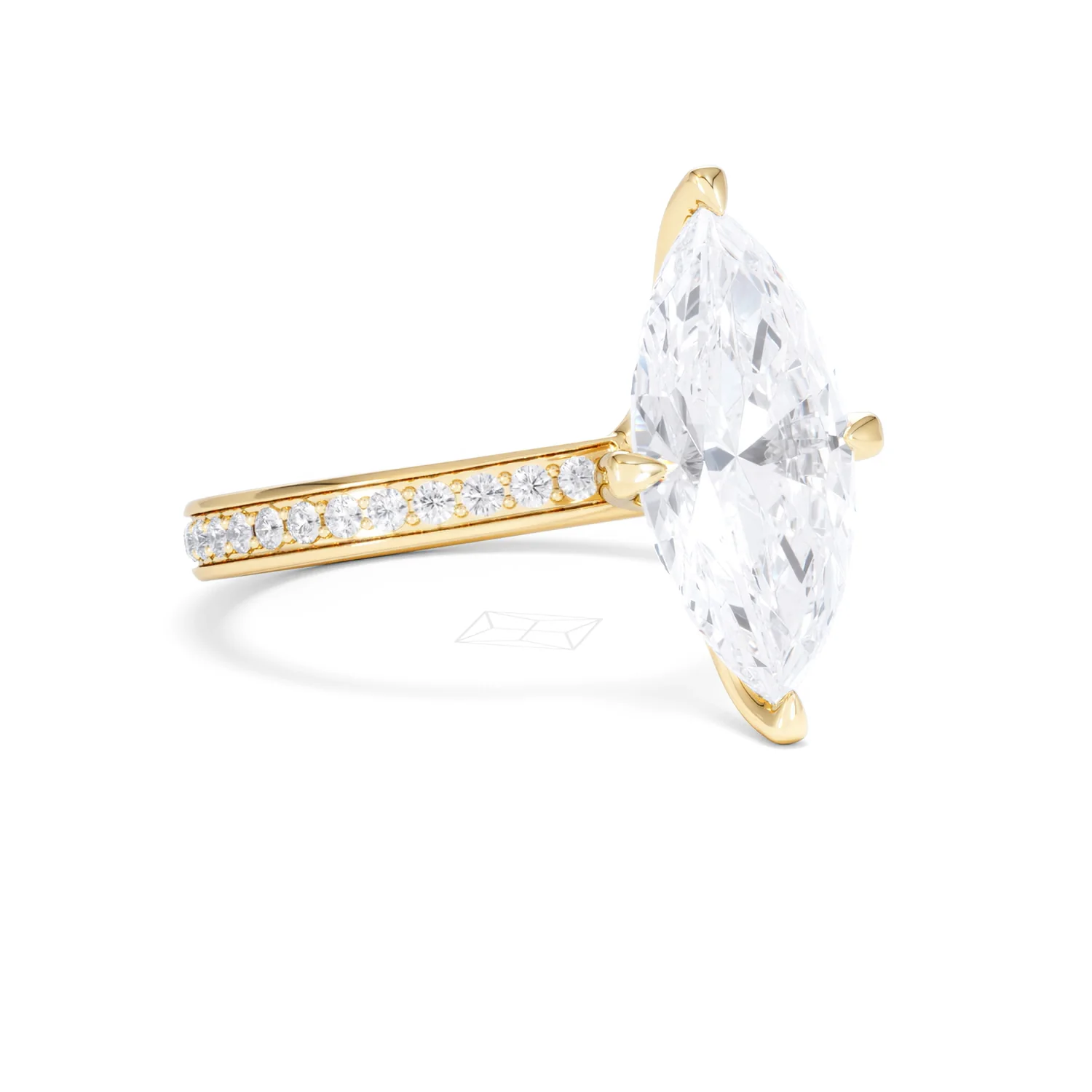 Origin Twist 3.00ct Marquise Cut Lab Diamond Solitaire Engagement Ring with Side Stones in 18K Yellow Gold - Image 14