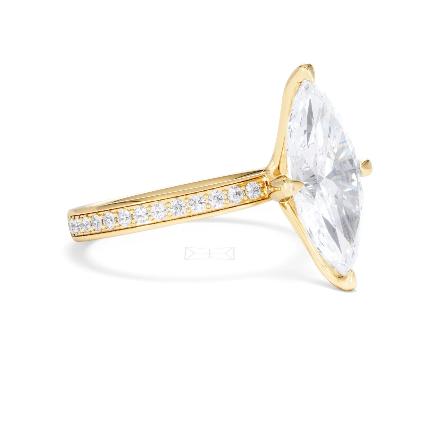 Origin Twist 3.00ct Marquise Cut Lab Diamond Solitaire Engagement Ring with Side Stones in 18K Yellow Gold - Image 17