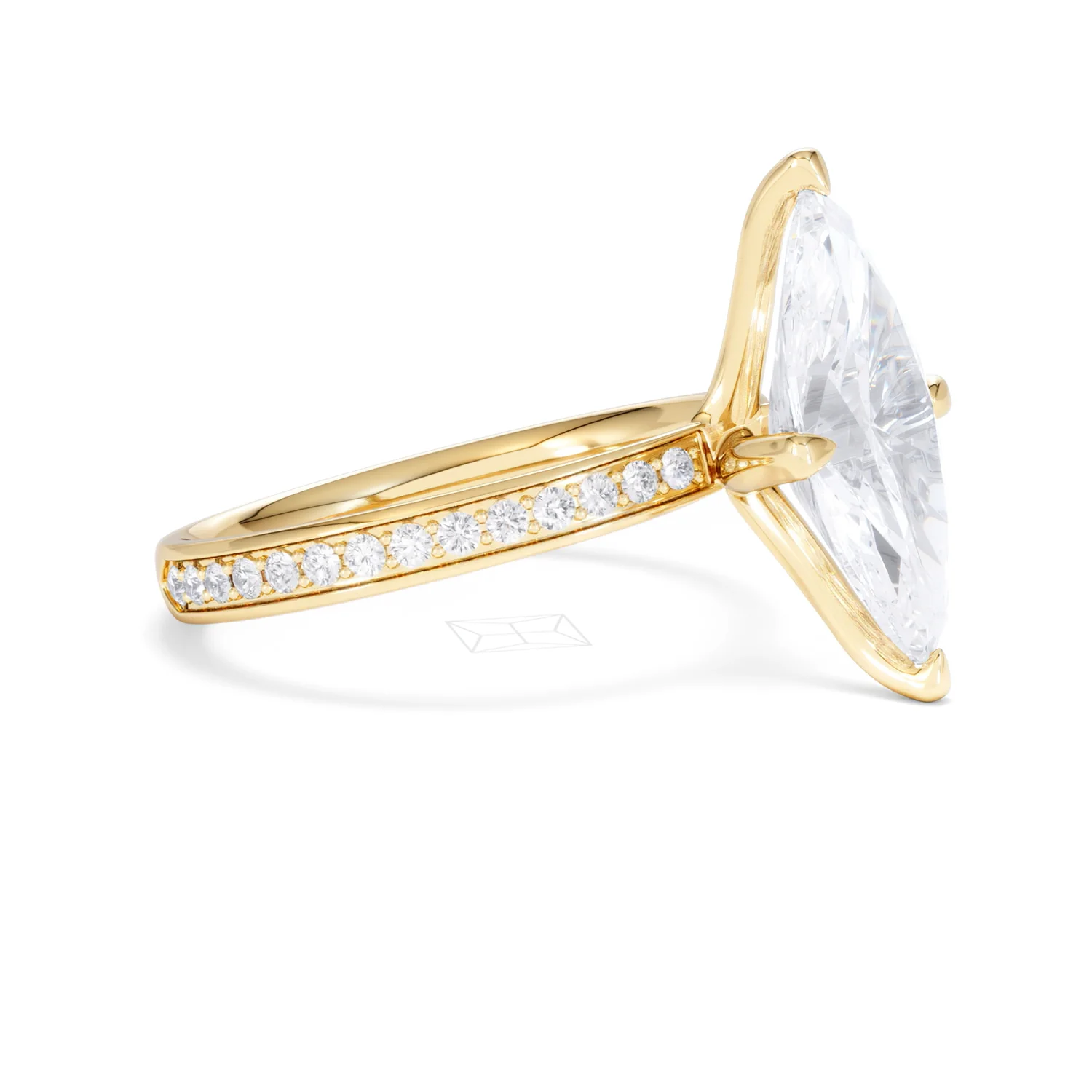 Origin Twist 3.00ct Marquise Cut Lab Diamond Solitaire Engagement Ring with Side Stones in 18K Yellow Gold - Image 20