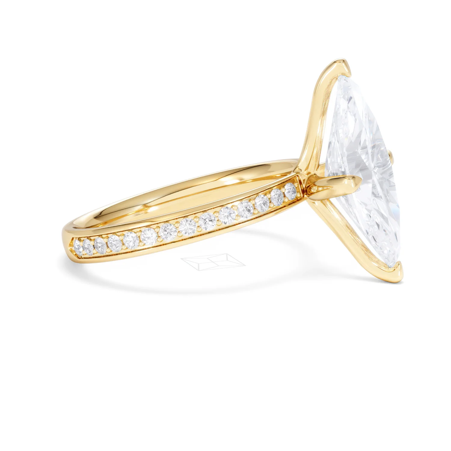 Origin Twist 3.00ct Marquise Cut Lab Diamond Solitaire Engagement Ring with Side Stones in 18K Yellow Gold - Image 22