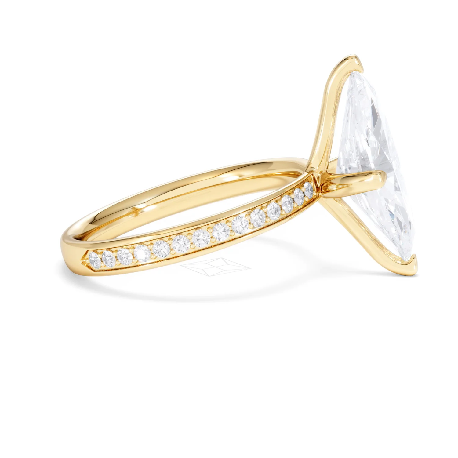 Origin Twist 3.00ct Marquise Cut Lab Diamond Solitaire Engagement Ring with Side Stones in 18K Yellow Gold - Image 25