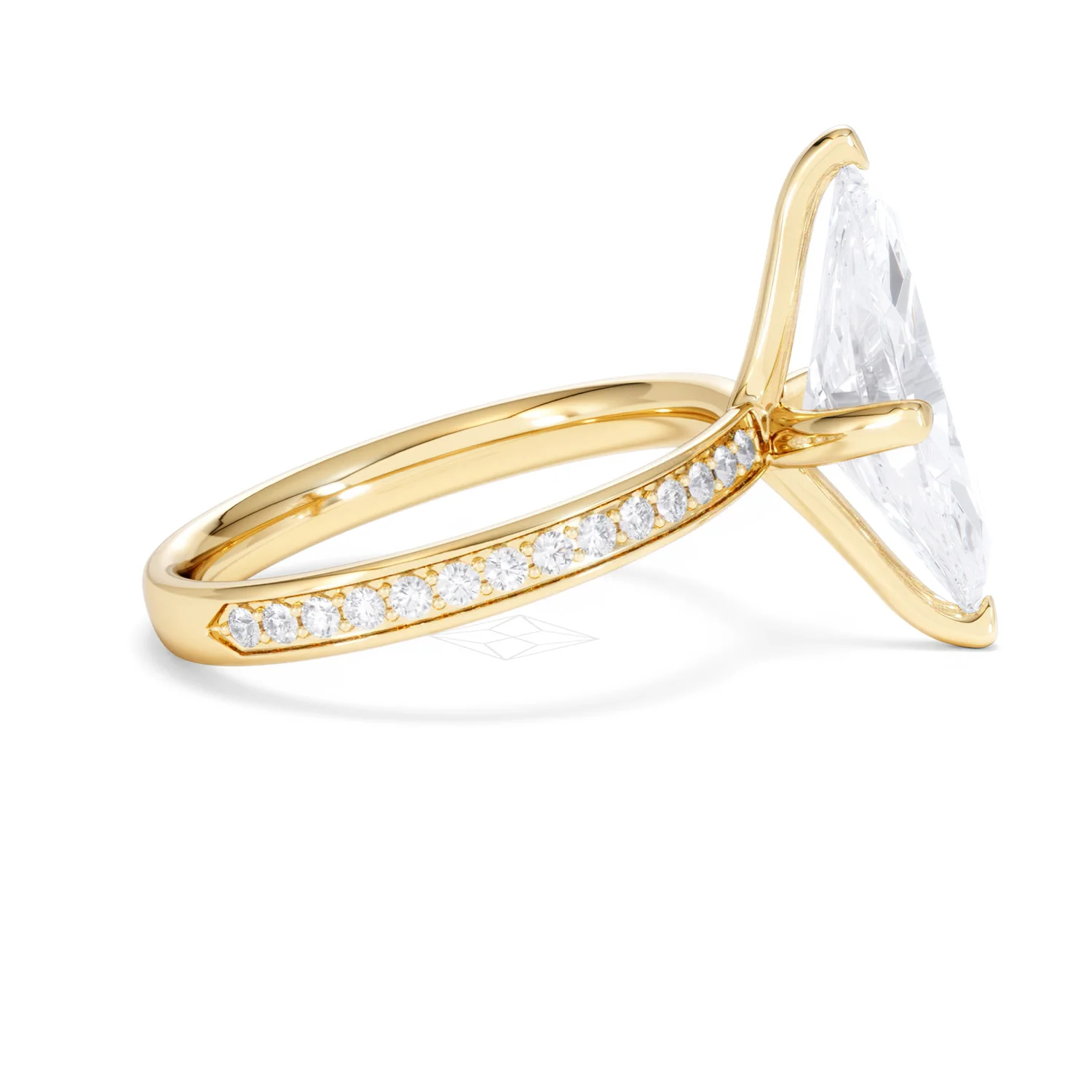 Origin Twist 3.00ct Marquise Cut Lab Diamond Solitaire Engagement Ring with Side Stones in 18K Yellow Gold - Image 26