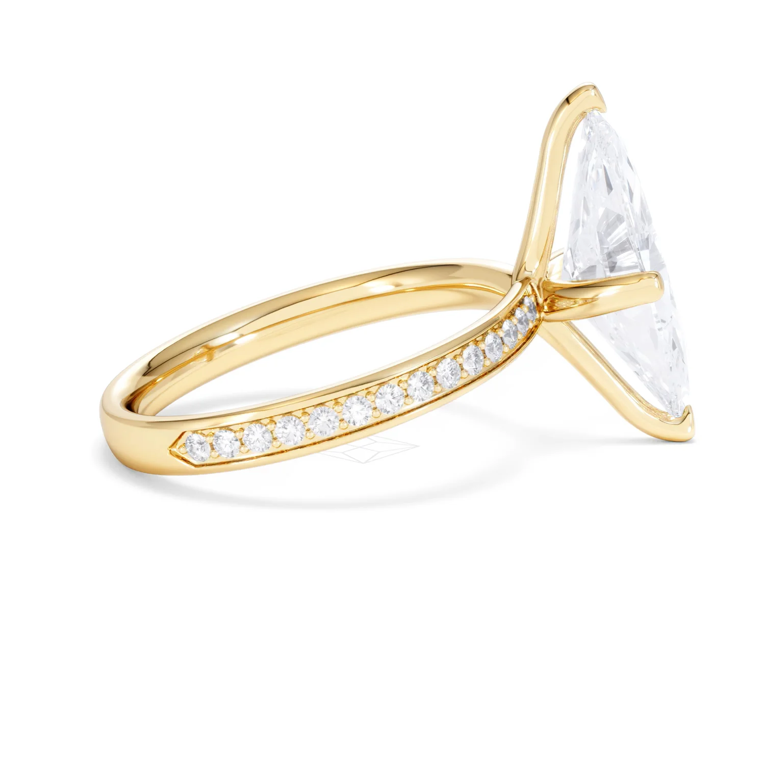 Origin Twist 3.00ct Marquise Cut Lab Diamond Solitaire Engagement Ring with Side Stones in 18K Yellow Gold - Image 28