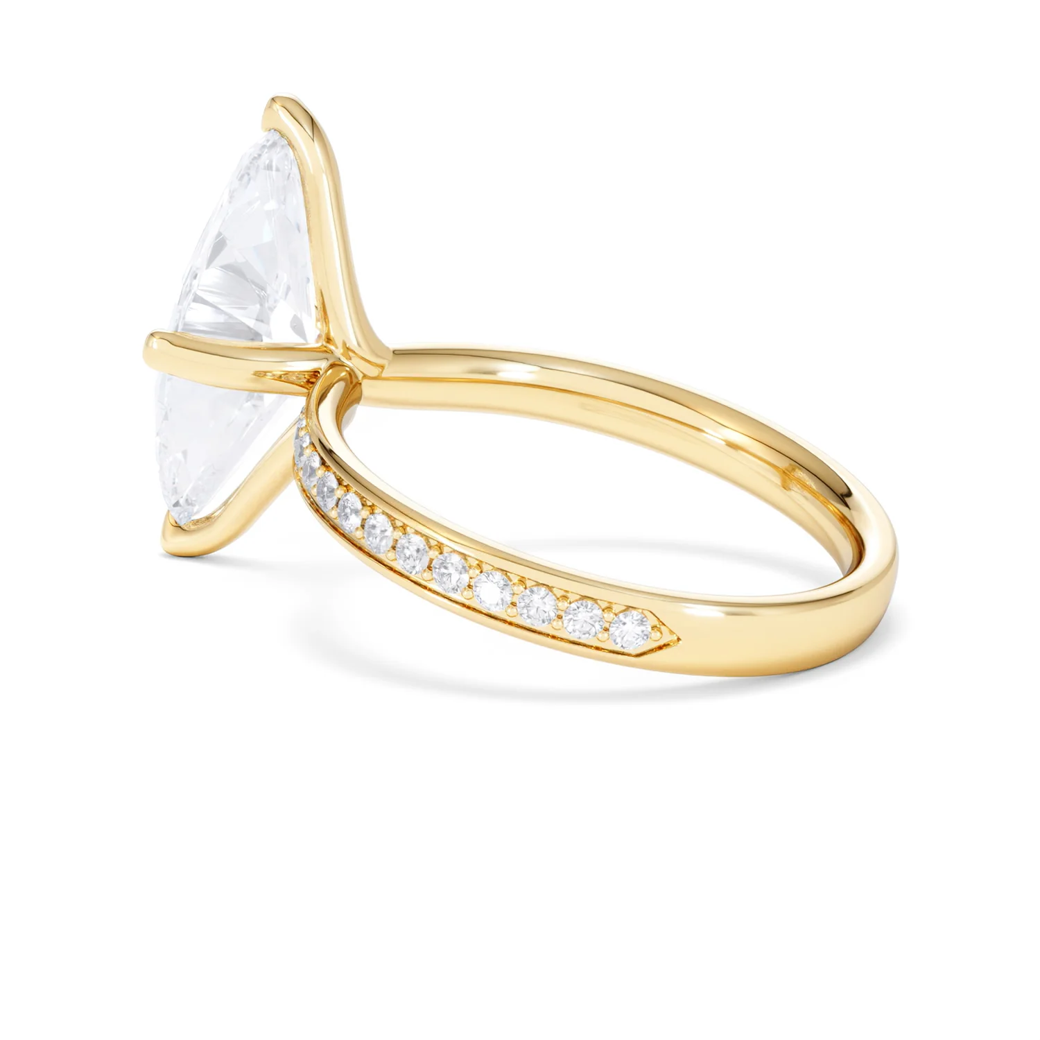Origin Twist 3.00ct Marquise Cut Lab Diamond Solitaire Engagement Ring with Side Stones in 18K Yellow Gold - Image 60