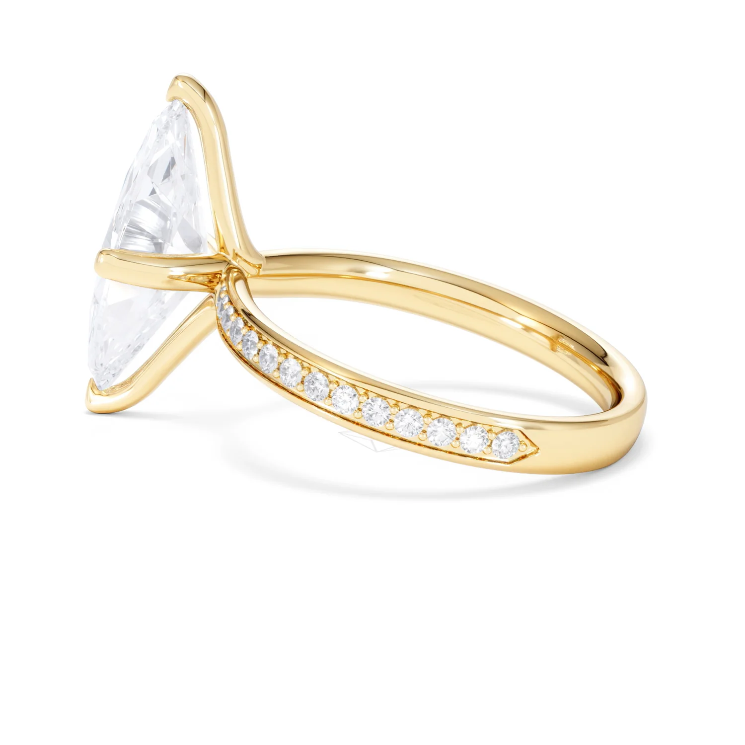 Origin Twist 3.00ct Marquise Cut Lab Diamond Solitaire Engagement Ring with Side Stones in 18K Yellow Gold - Image 63