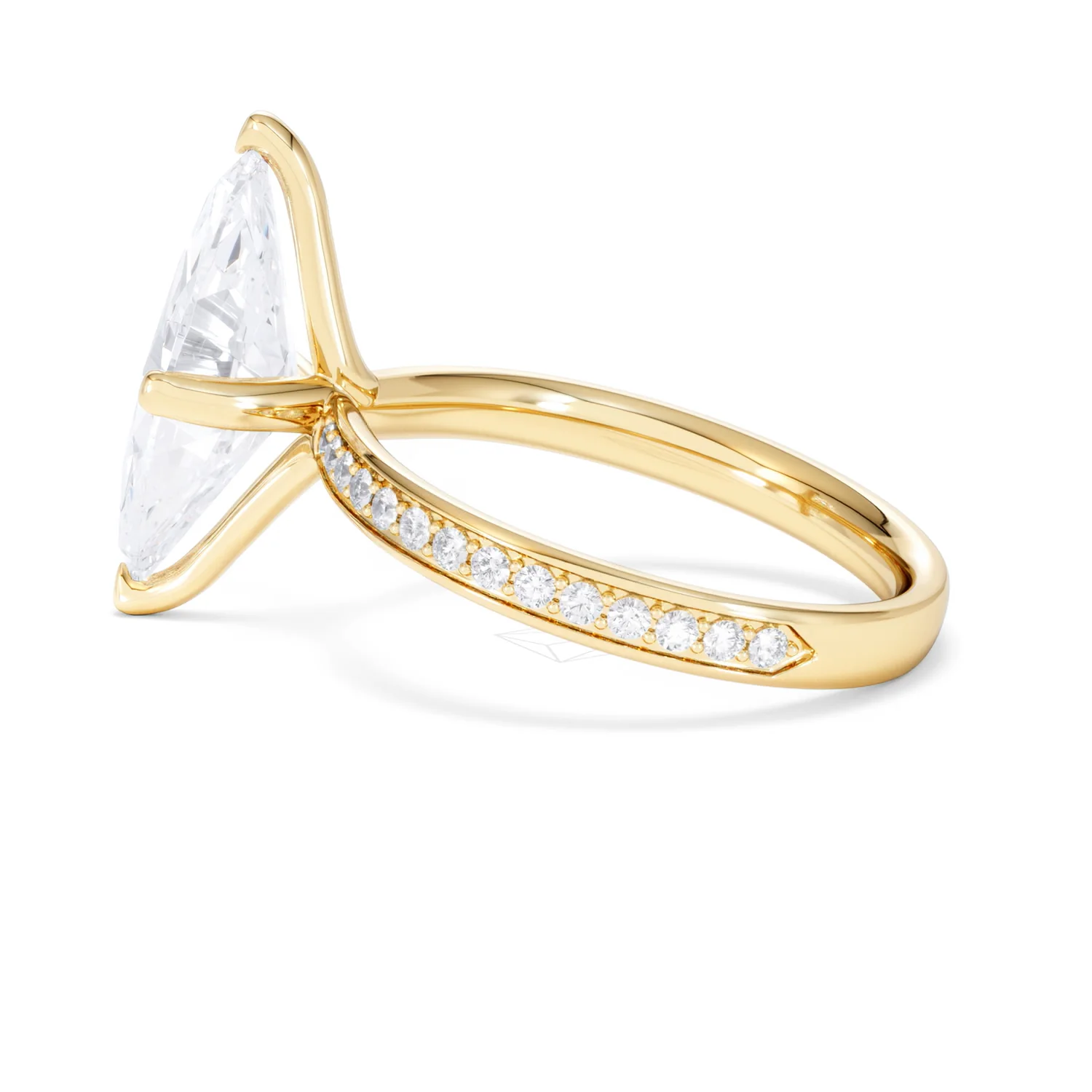 Origin Twist 3.00ct Marquise Cut Lab Diamond Solitaire Engagement Ring with Side Stones in 18K Yellow Gold - Image 64