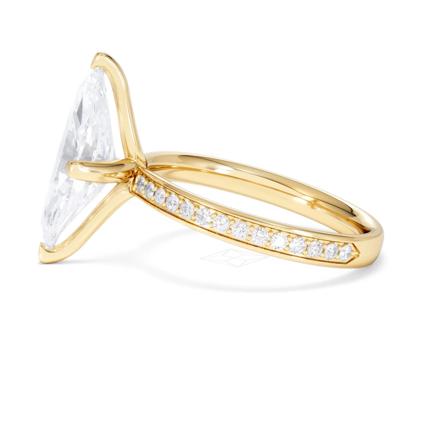 Origin Twist 3.00ct Marquise Cut Lab Diamond Solitaire Engagement Ring with Side Stones in 18K Yellow Gold - Image 68