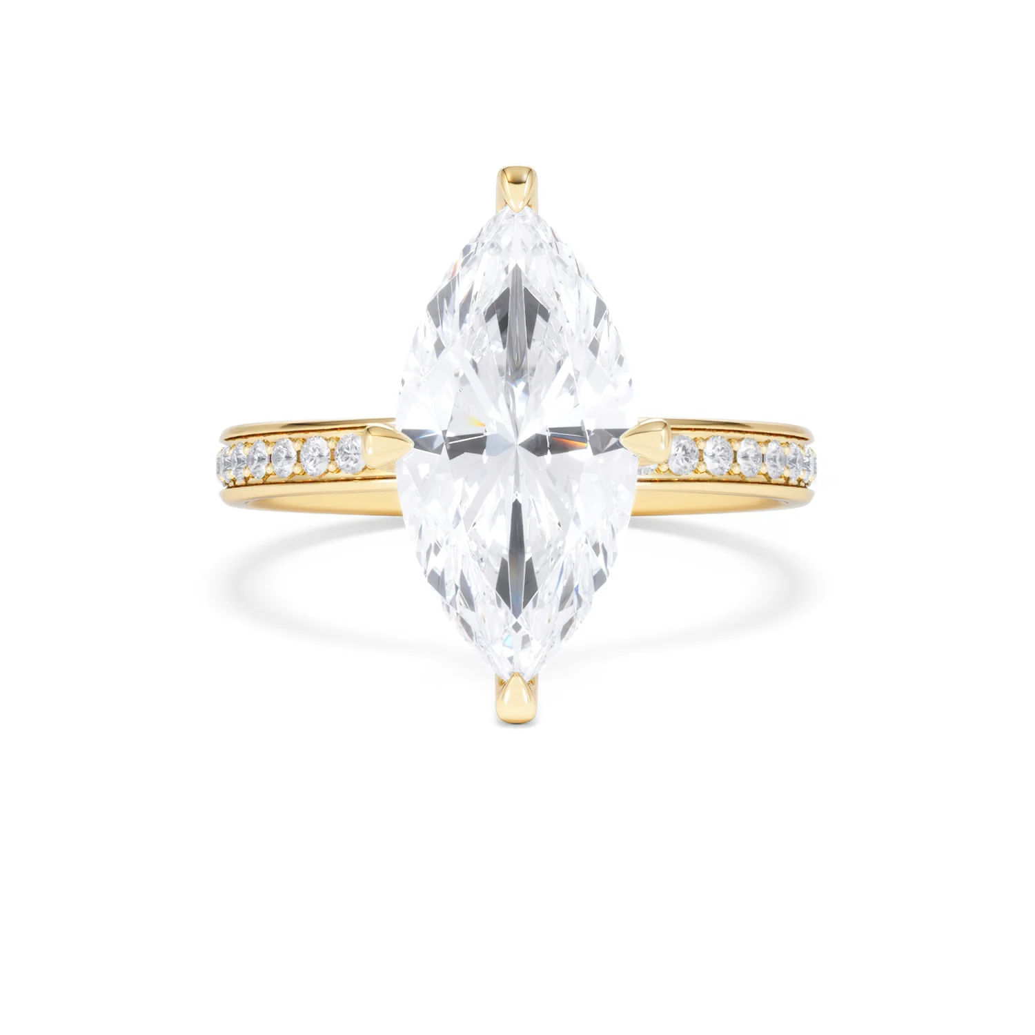 Origin Twist 3.00ct Marquise Cut Lab Diamond Solitaire Engagement Ring with Side Stones in 18K Yellow Gold - Image 7