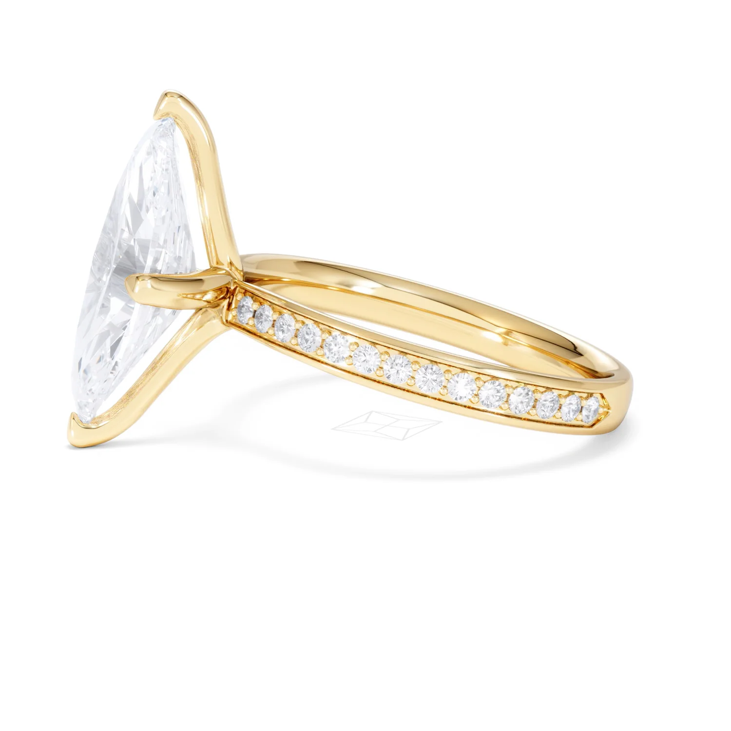 Origin Twist 3.00ct Marquise Cut Lab Diamond Solitaire Engagement Ring with Side Stones in 18K Yellow Gold - Image 70