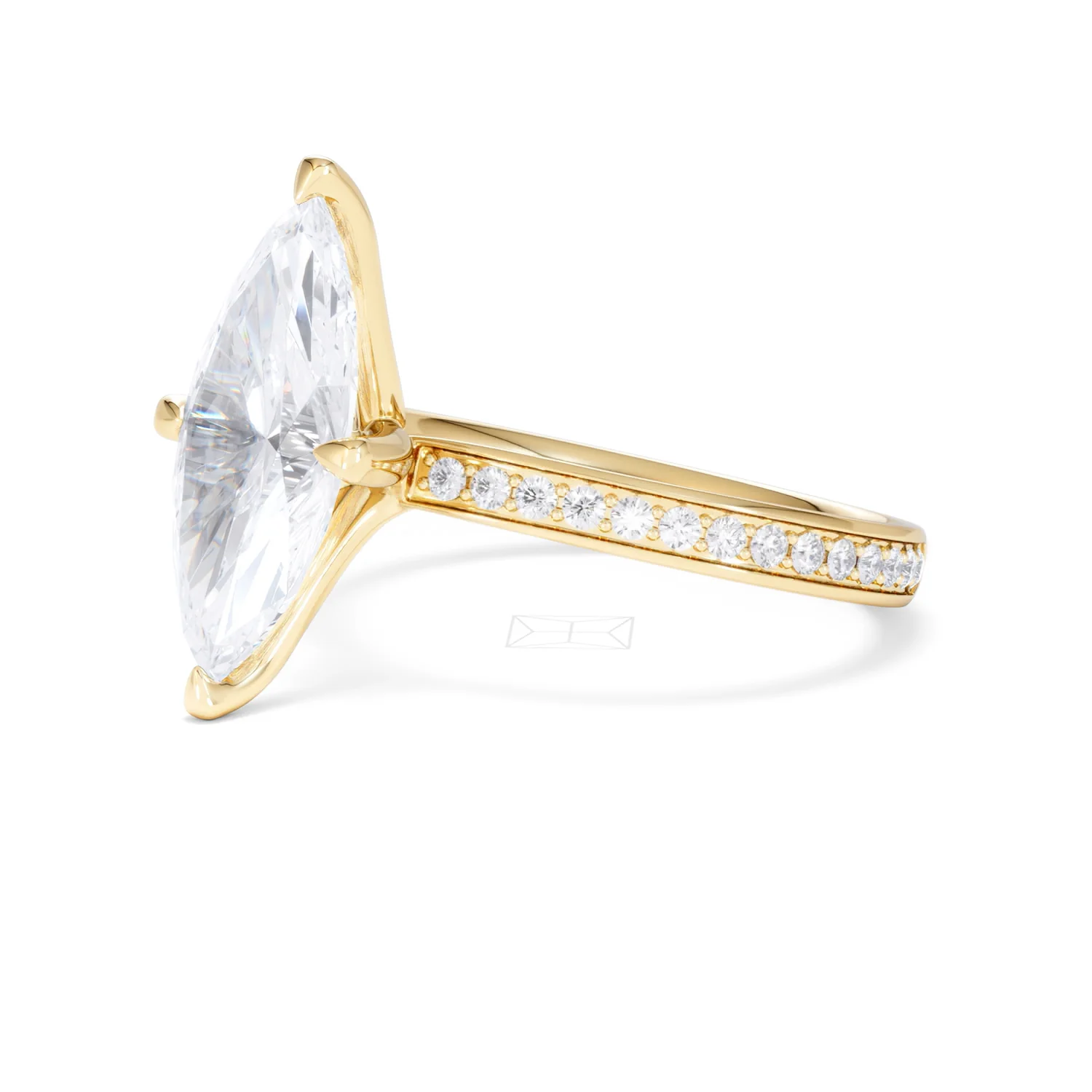 Origin Twist 3.00ct Marquise Cut Lab Diamond Solitaire Engagement Ring with Side Stones in 18K Yellow Gold - Image 76
