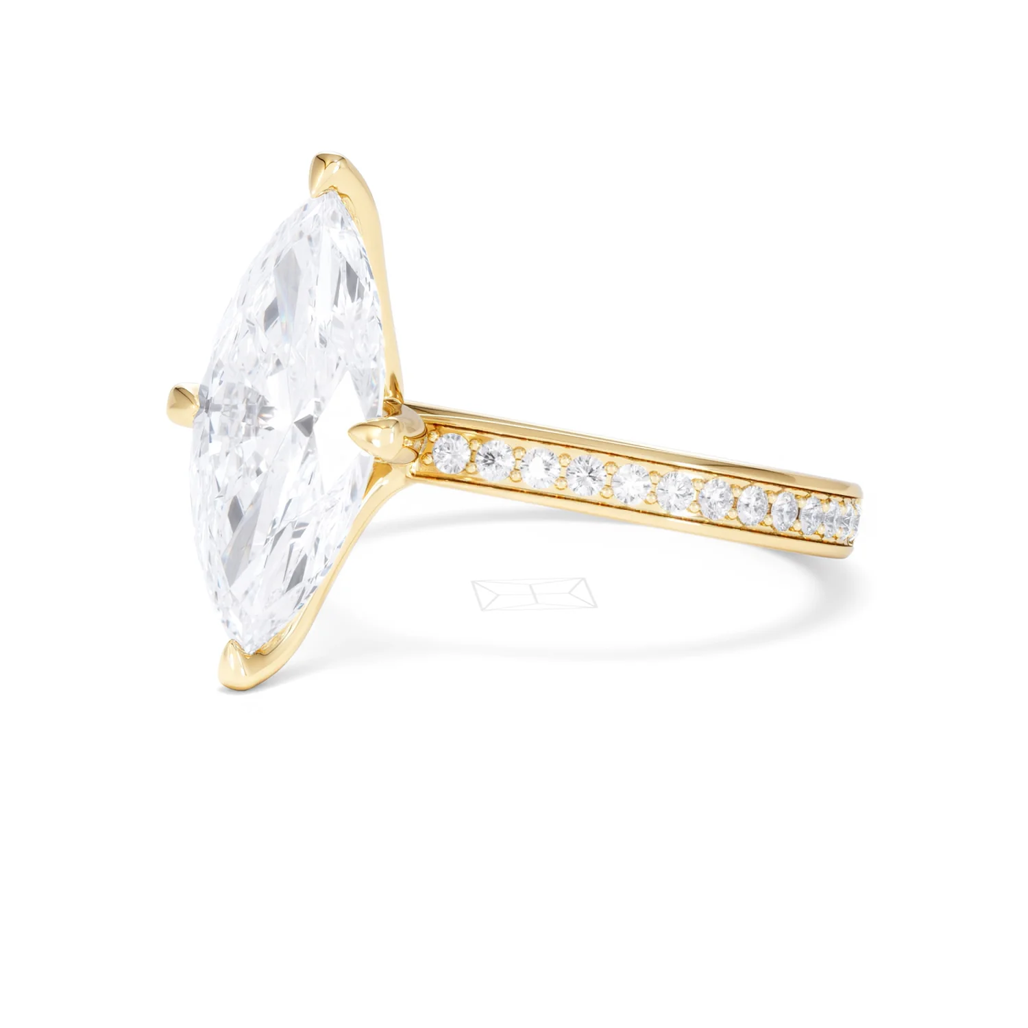 Origin Twist 3.00ct Marquise Cut Lab Diamond Solitaire Engagement Ring with Side Stones in 18K Yellow Gold - Image 78