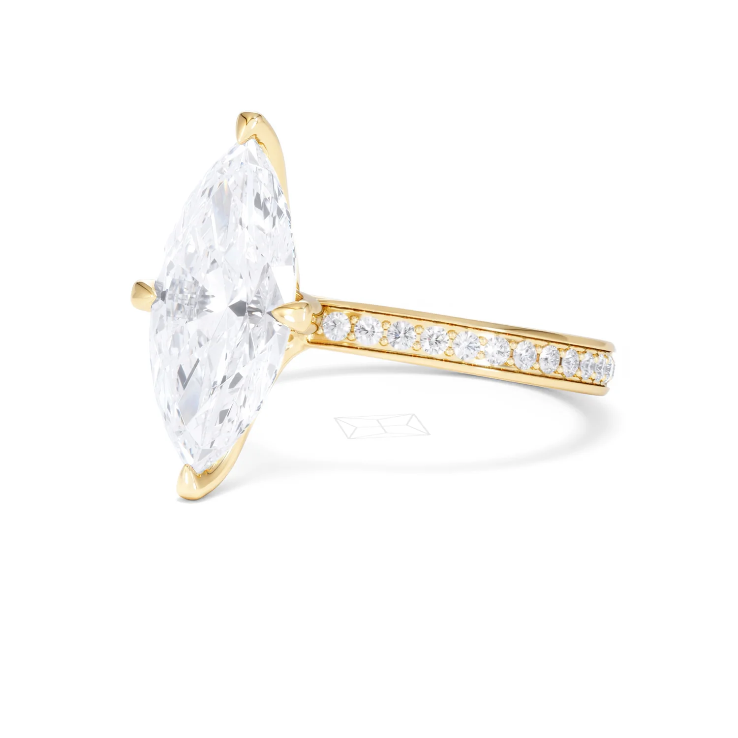 Origin Twist 3.00ct Marquise Cut Lab Diamond Solitaire Engagement Ring with Side Stones in 18K Yellow Gold - Image 79
