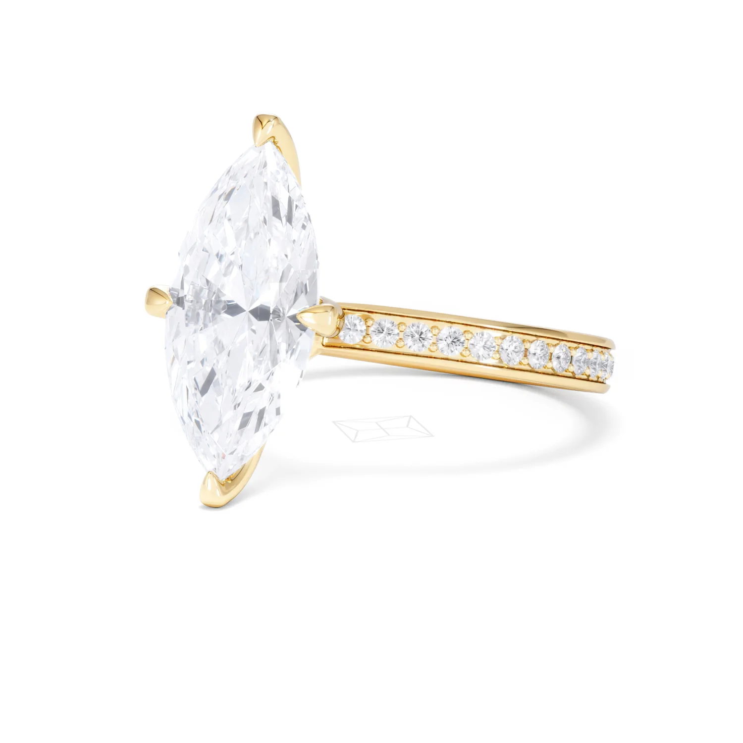 Origin Twist 3.00ct Marquise Cut Lab Diamond Solitaire Engagement Ring with Side Stones in 18K Yellow Gold - Image 80