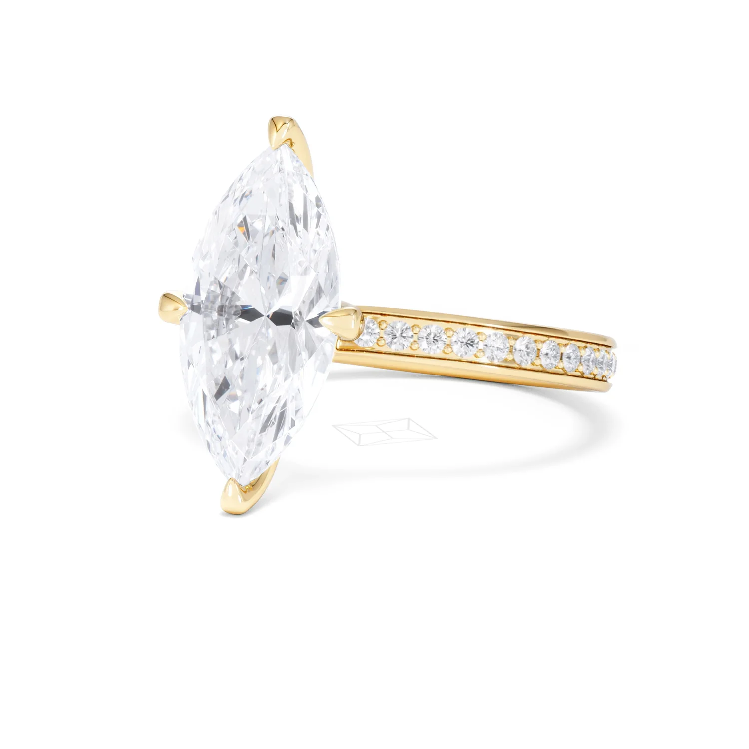 Origin Twist 3.00ct Marquise Cut Lab Diamond Solitaire Engagement Ring with Side Stones in 18K Yellow Gold - Image 81