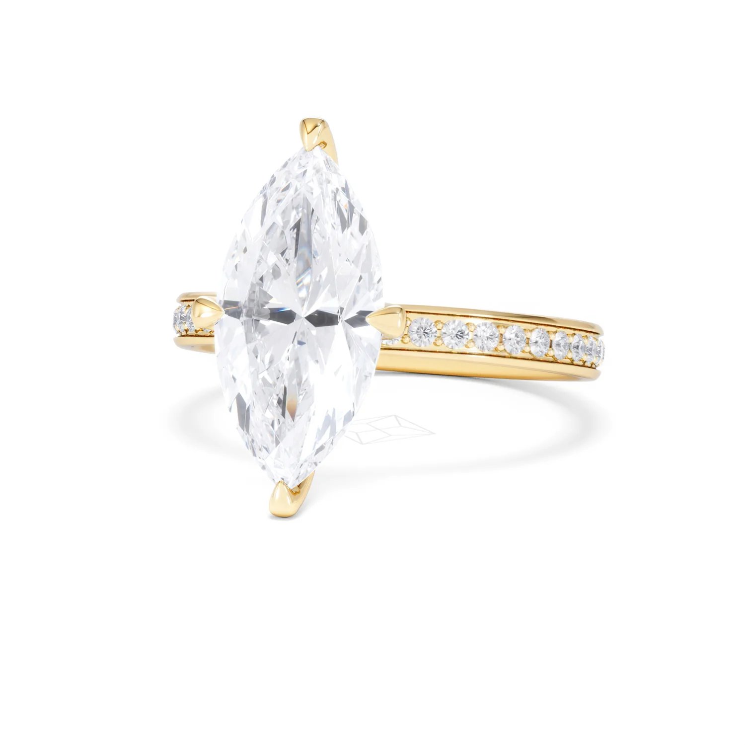 Origin Twist 3.00ct Marquise Cut Lab Diamond Solitaire Engagement Ring with Side Stones in 18K Yellow Gold - Image 83