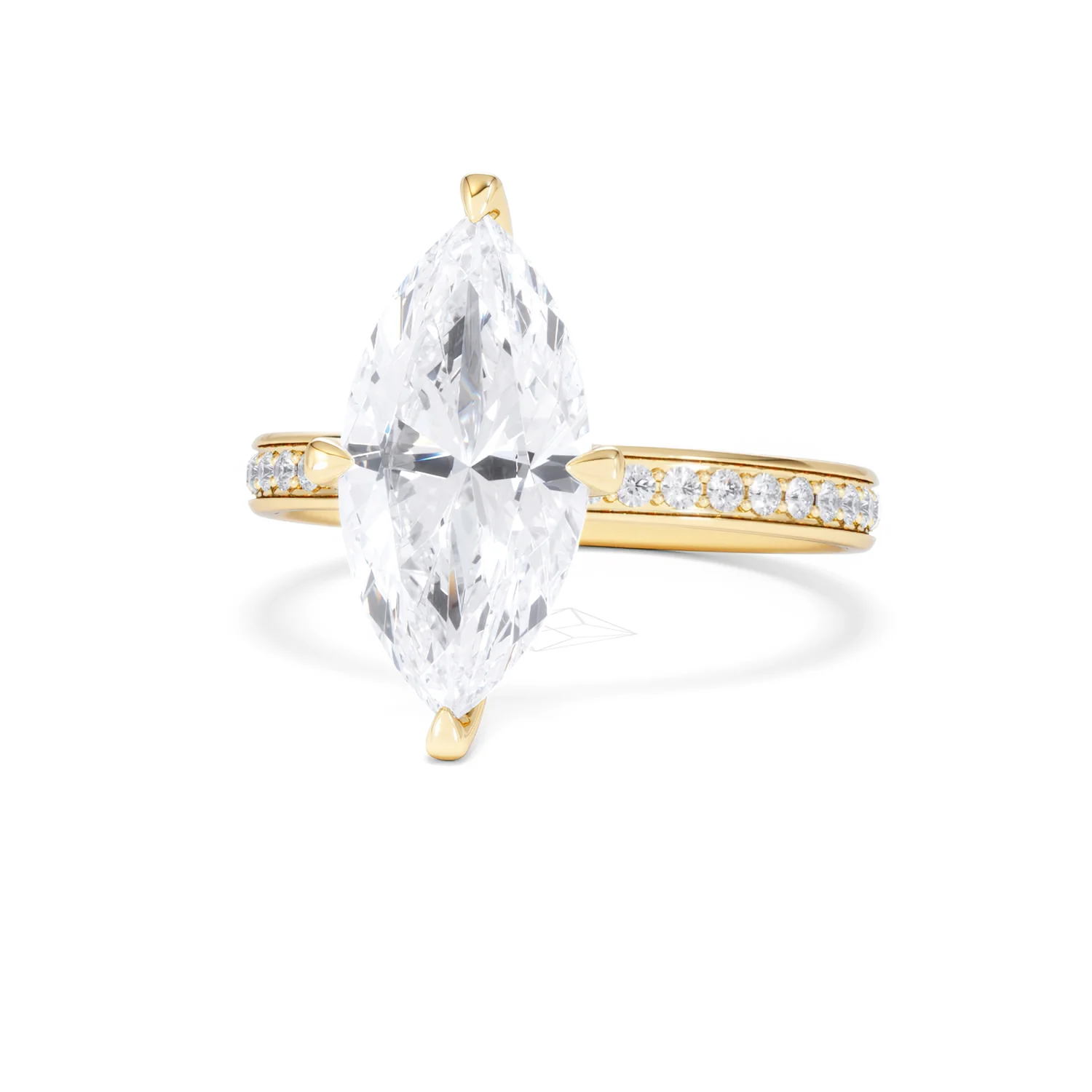 Origin Twist 3.00ct Marquise Cut Lab Diamond Solitaire Engagement Ring with Side Stones in 18K Yellow Gold - Image 84