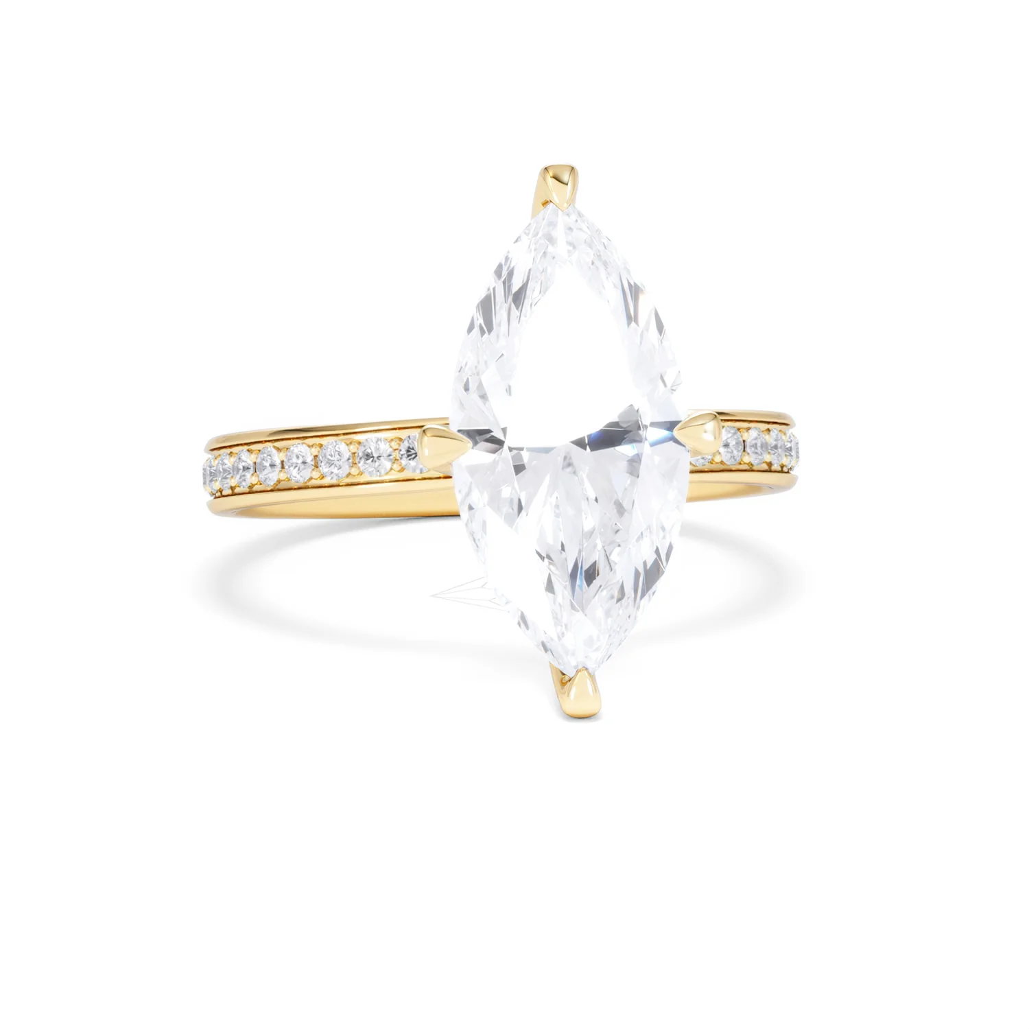 Origin Twist 3.00ct Marquise Cut Lab Diamond Solitaire Engagement Ring with Side Stones in 18K Yellow Gold - Image 9