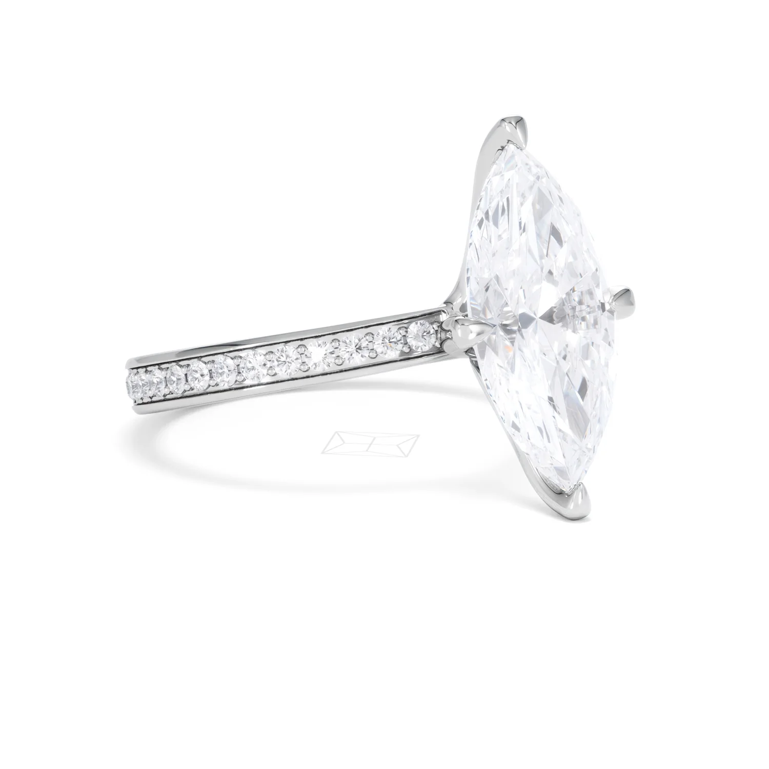 Origin Twist 3.00ct Marquise Cut Lab Diamond Solitaire Engagement Ring with Side Stones in Platinum - Image 15