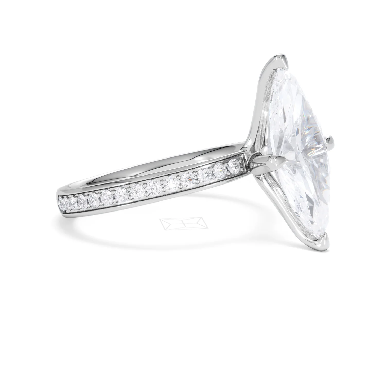 Origin Twist 3.00ct Marquise Cut Lab Diamond Solitaire Engagement Ring with Side Stones in Platinum - Image 19