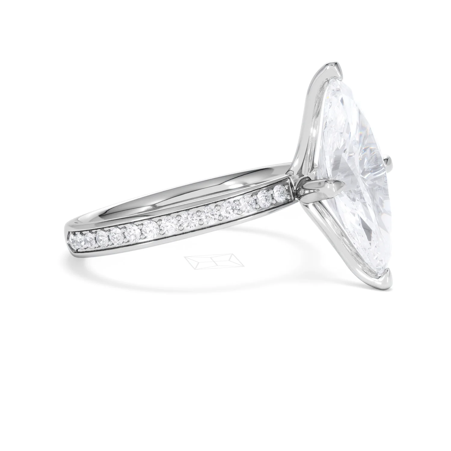 Origin Twist 3.00ct Marquise Cut Lab Diamond Solitaire Engagement Ring with Side Stones in Platinum - Image 20