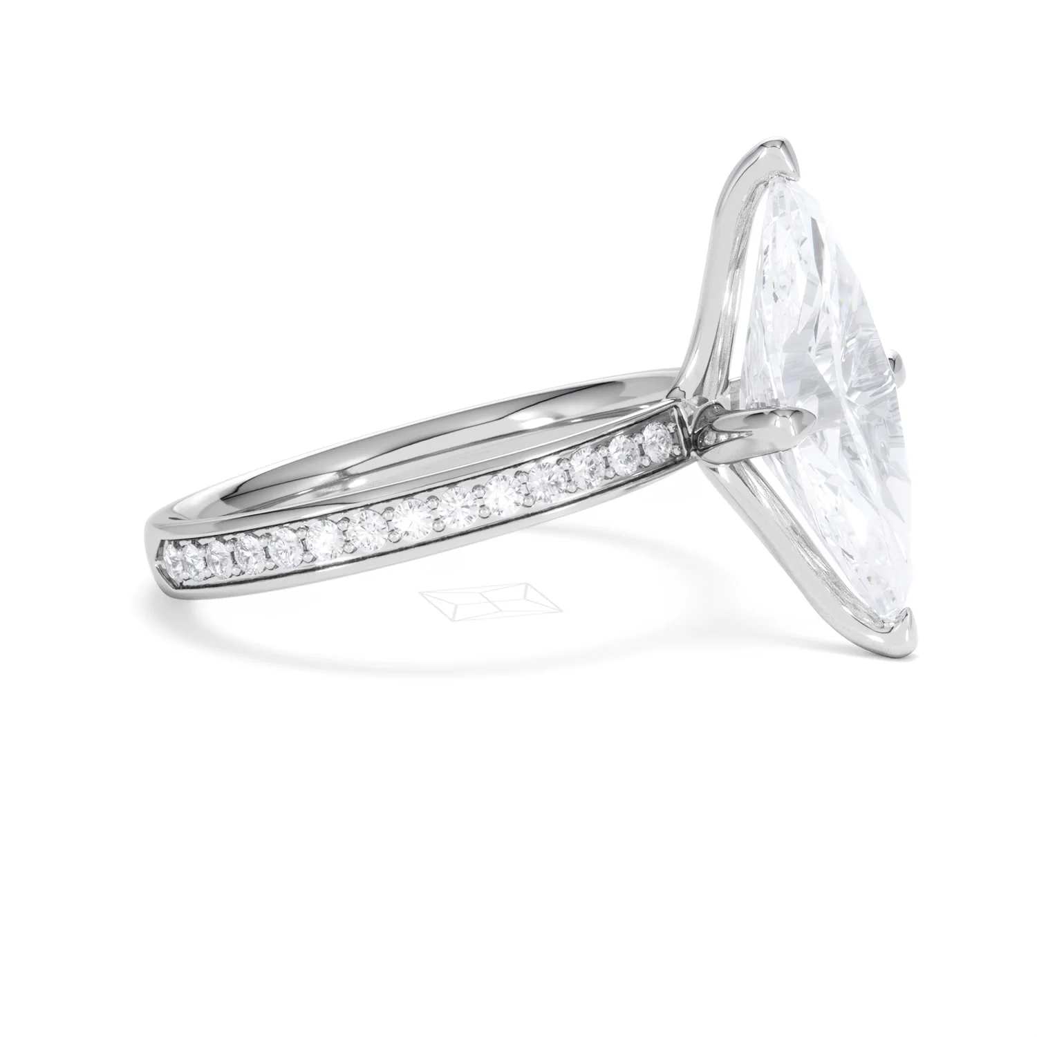 Origin Twist 3.00ct Marquise Cut Lab Diamond Solitaire Engagement Ring with Side Stones in Platinum - Image 21