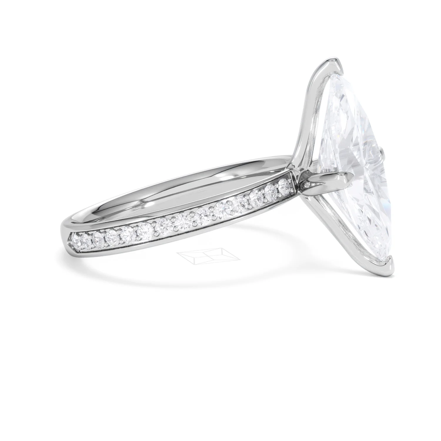 Origin Twist 3.00ct Marquise Cut Lab Diamond Solitaire Engagement Ring with Side Stones in Platinum - Image 22
