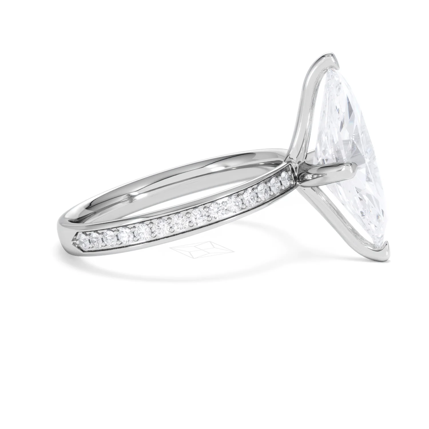 Origin Twist 3.00ct Marquise Cut Lab Diamond Solitaire Engagement Ring with Side Stones in Platinum - Image 24