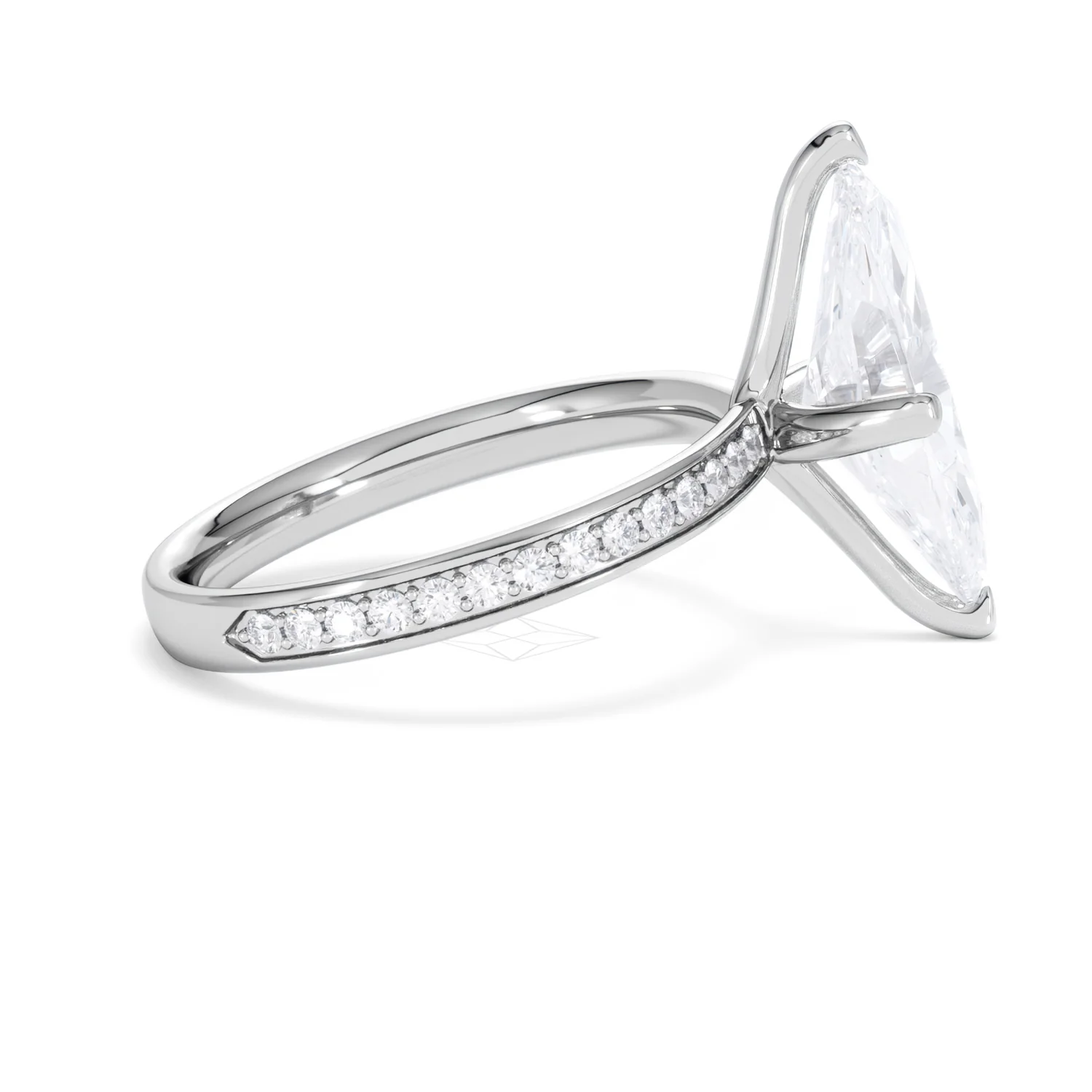 Origin Twist 3.00ct Marquise Cut Lab Diamond Solitaire Engagement Ring with Side Stones in Platinum - Image 27