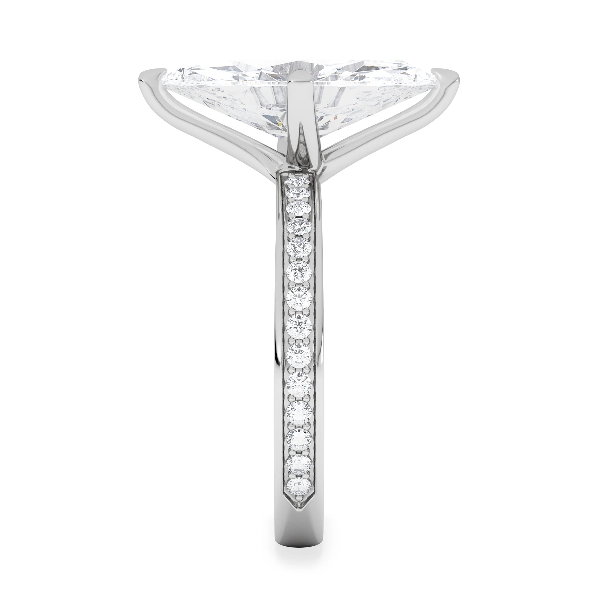 Origin Twist 3.00ct Marquise Cut Lab Diamond Solitaire Engagement Ring with Side Stones in Platinum - Image 5