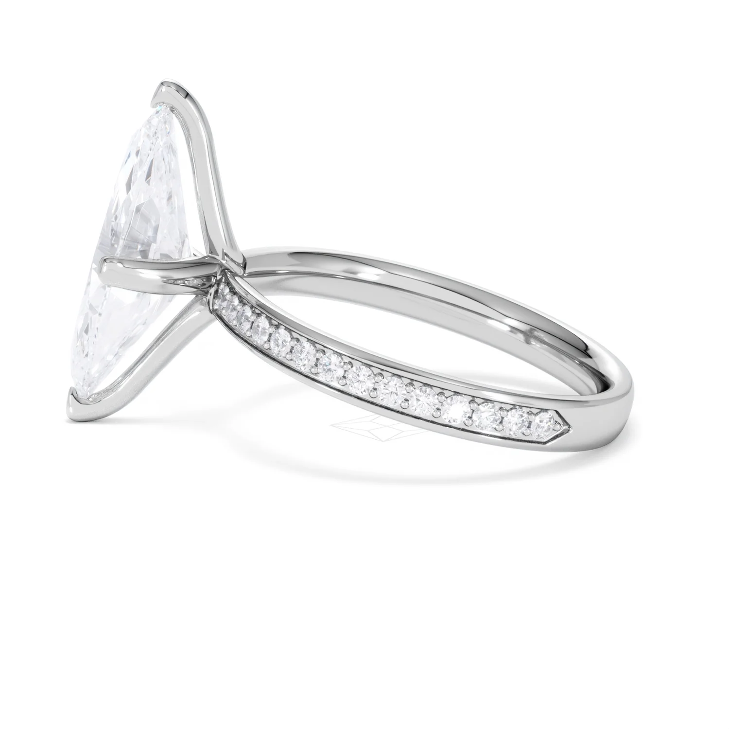 Origin Twist 3.00ct Marquise Cut Lab Diamond Solitaire Engagement Ring with Side Stones in Platinum - Image 66