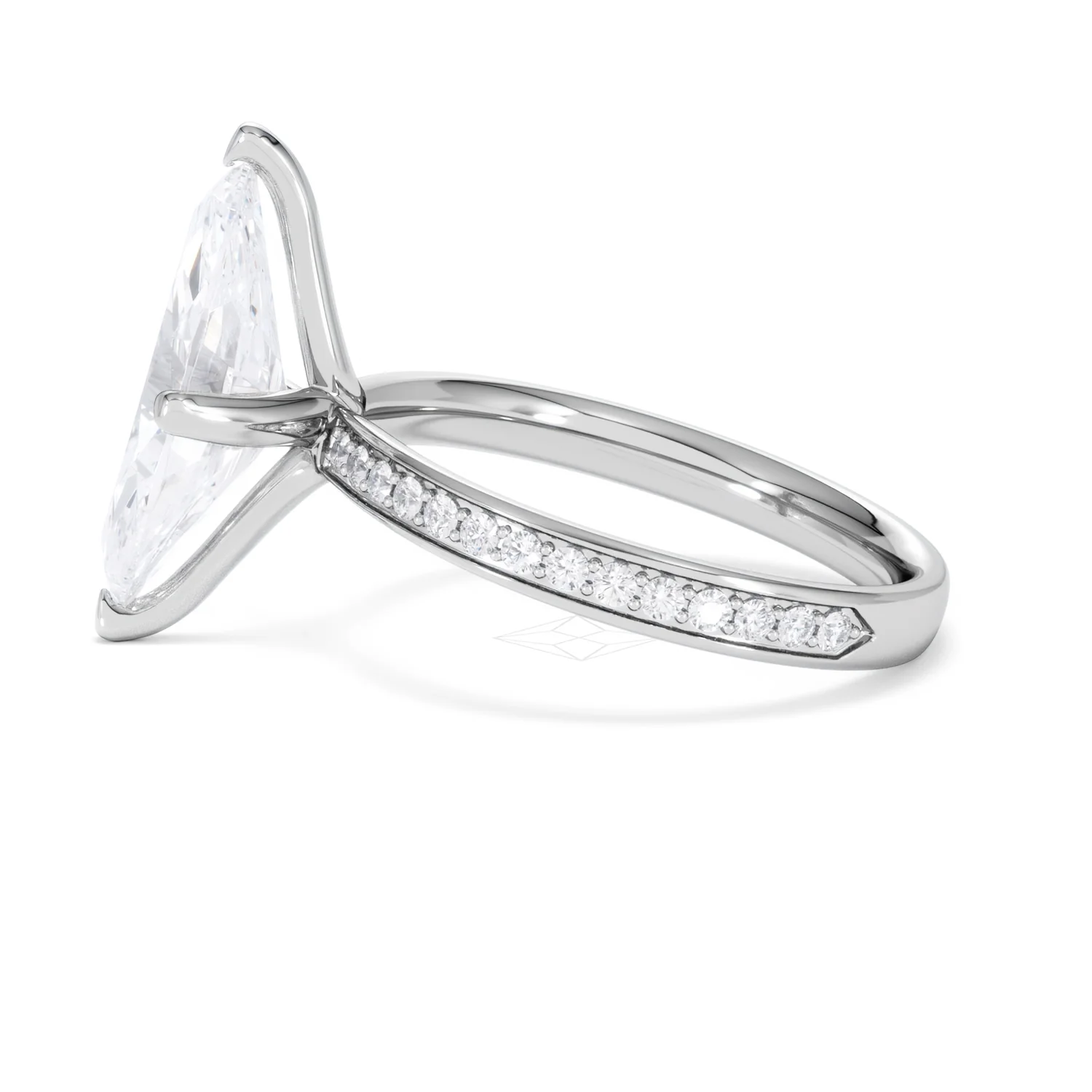 Origin Twist 3.00ct Marquise Cut Lab Diamond Solitaire Engagement Ring with Side Stones in Platinum - Image 67