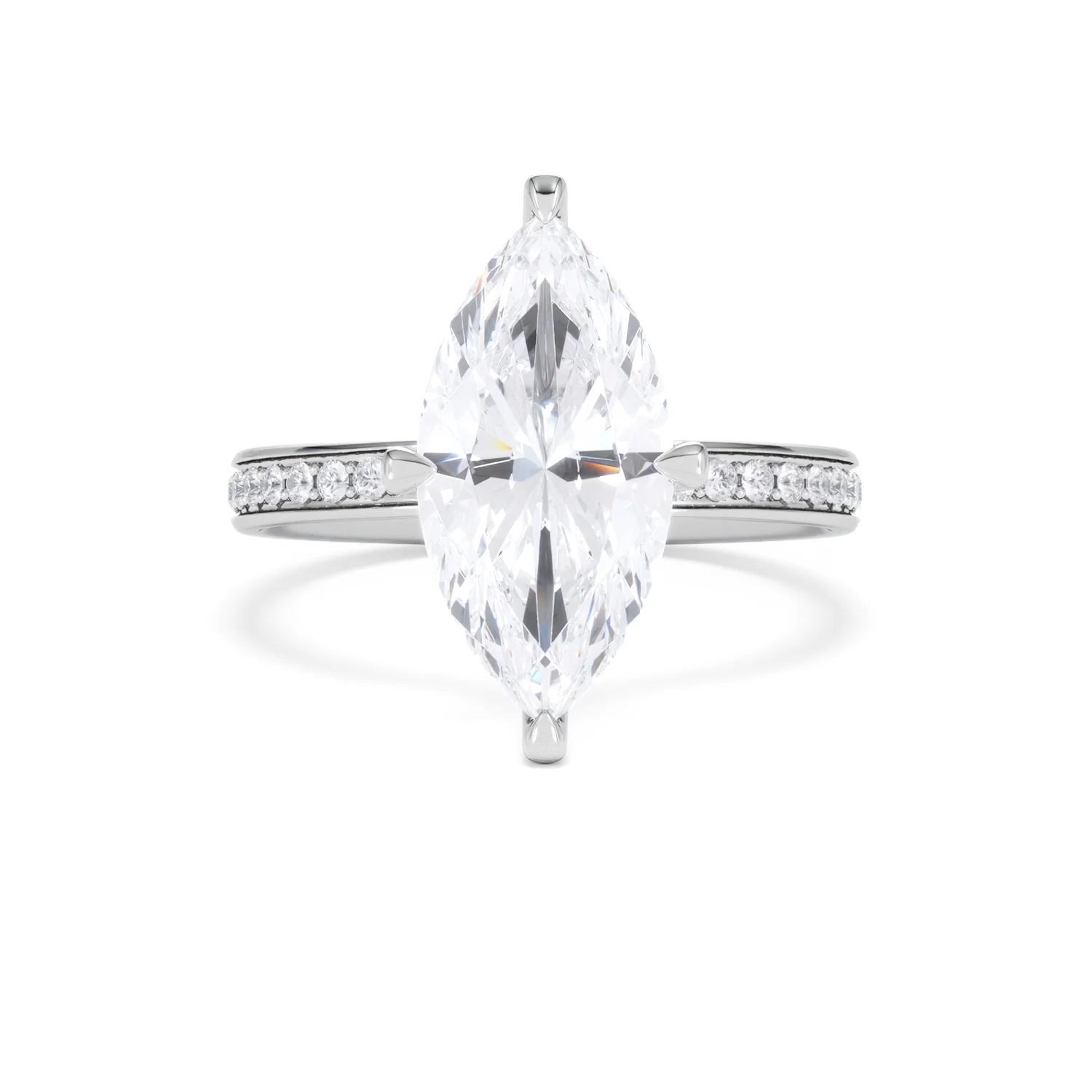 Origin Twist 3.00ct Marquise Cut Lab Diamond Solitaire Engagement Ring with Side Stones in Platinum - Image 7