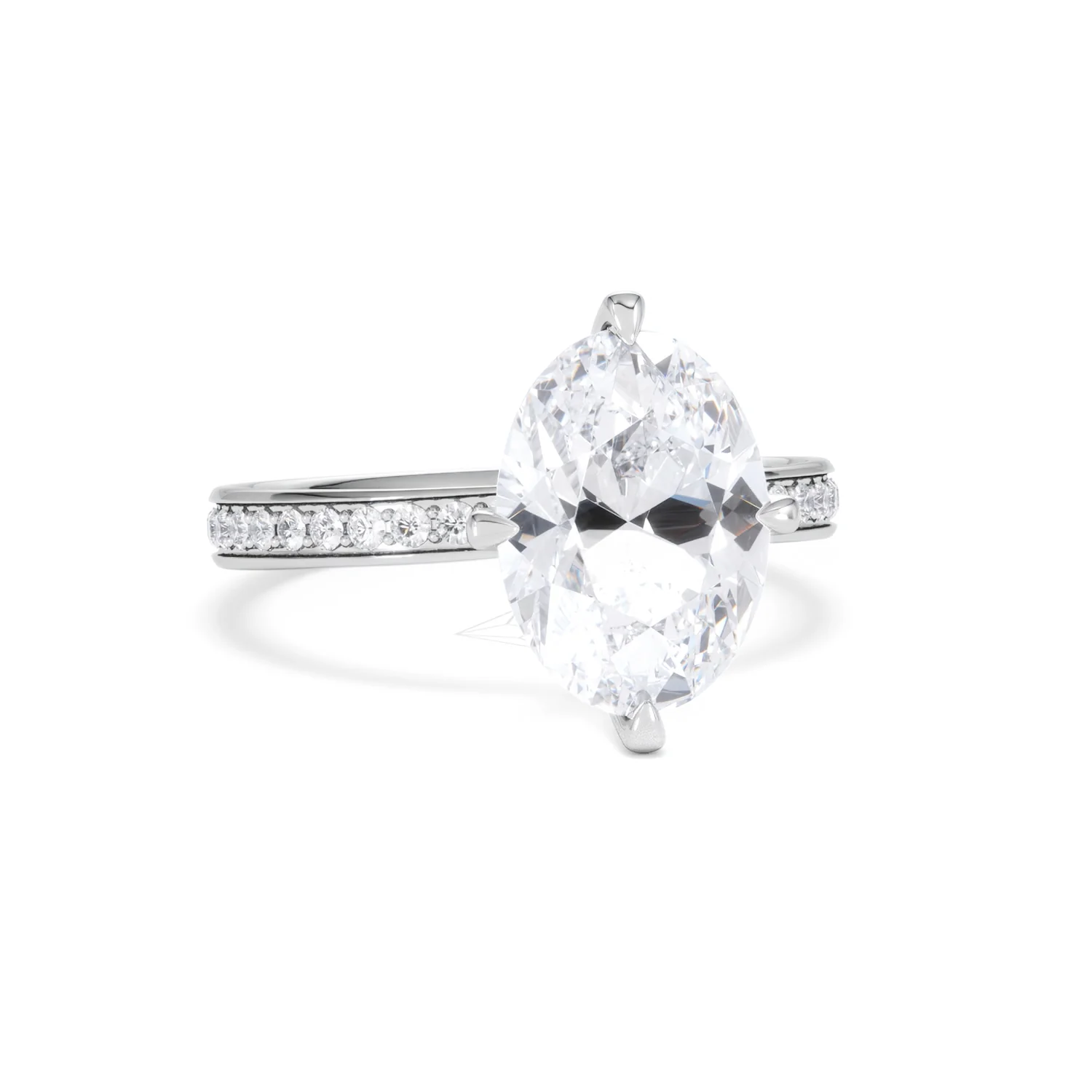 Origin Twist 3.00ct Oval Cut Lab Diamond Solitaire Engagement Ring with Side Stones in 18K White Gold - Image 10