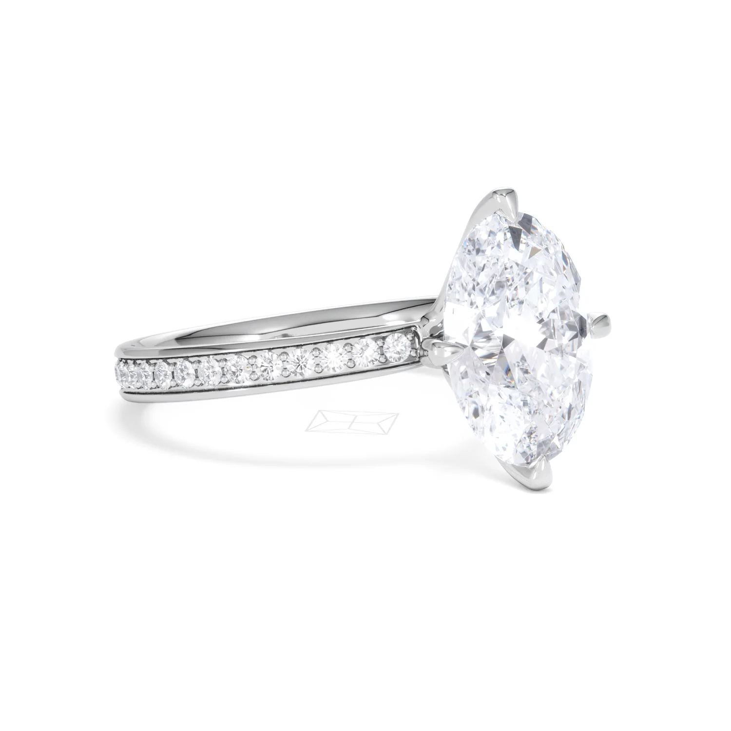 Origin Twist 3.00ct Oval Cut Lab Diamond Solitaire Engagement Ring with Side Stones in 18K White Gold - Image 15