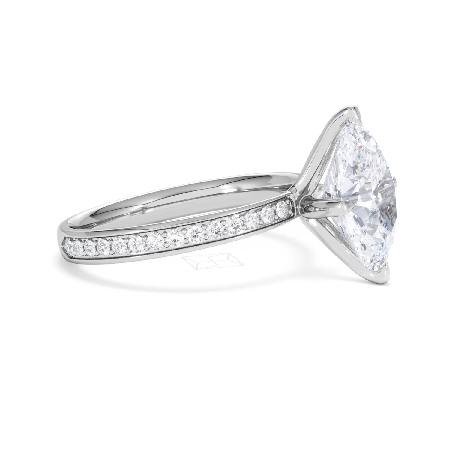 Origin Twist 3.00ct Oval Cut Lab Diamond Solitaire Engagement Ring with Side Stones in 18K White Gold - Image 21