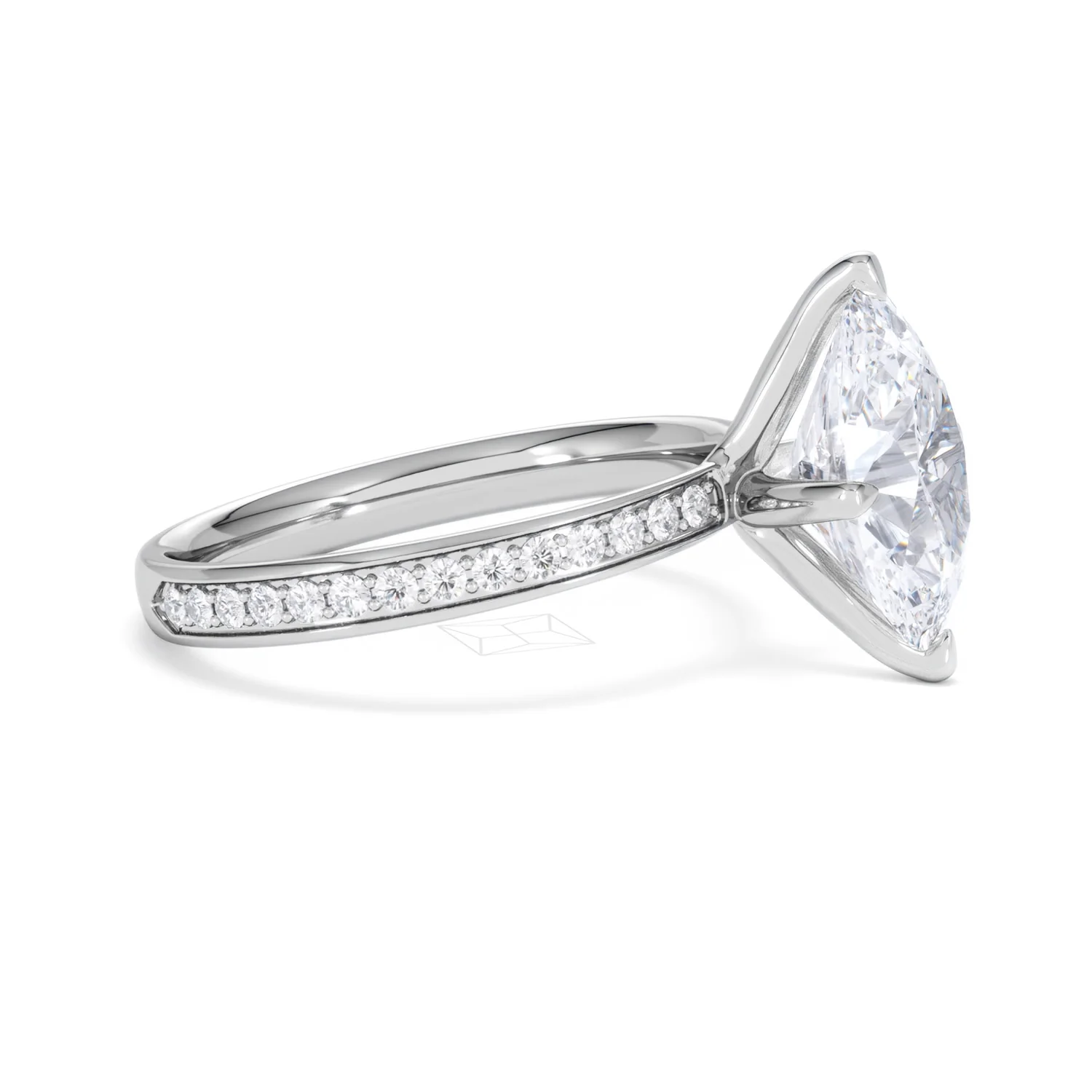 Origin Twist 3.00ct Oval Cut Lab Diamond Solitaire Engagement Ring with Side Stones in 18K White Gold - Image 22