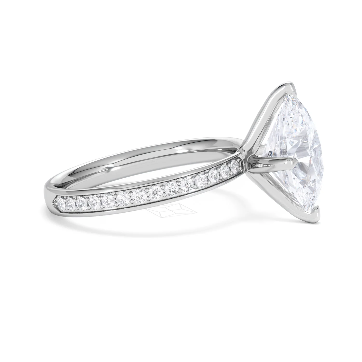 Origin Twist 3.00ct Oval Cut Lab Diamond Solitaire Engagement Ring with Side Stones in 18K White Gold - Image 23