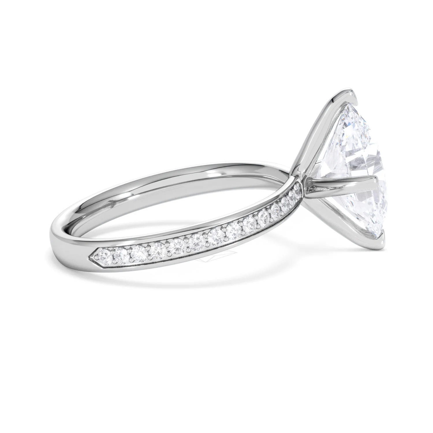 Origin Twist 3.00ct Oval Cut Lab Diamond Solitaire Engagement Ring with Side Stones in 18K White Gold - Image 28