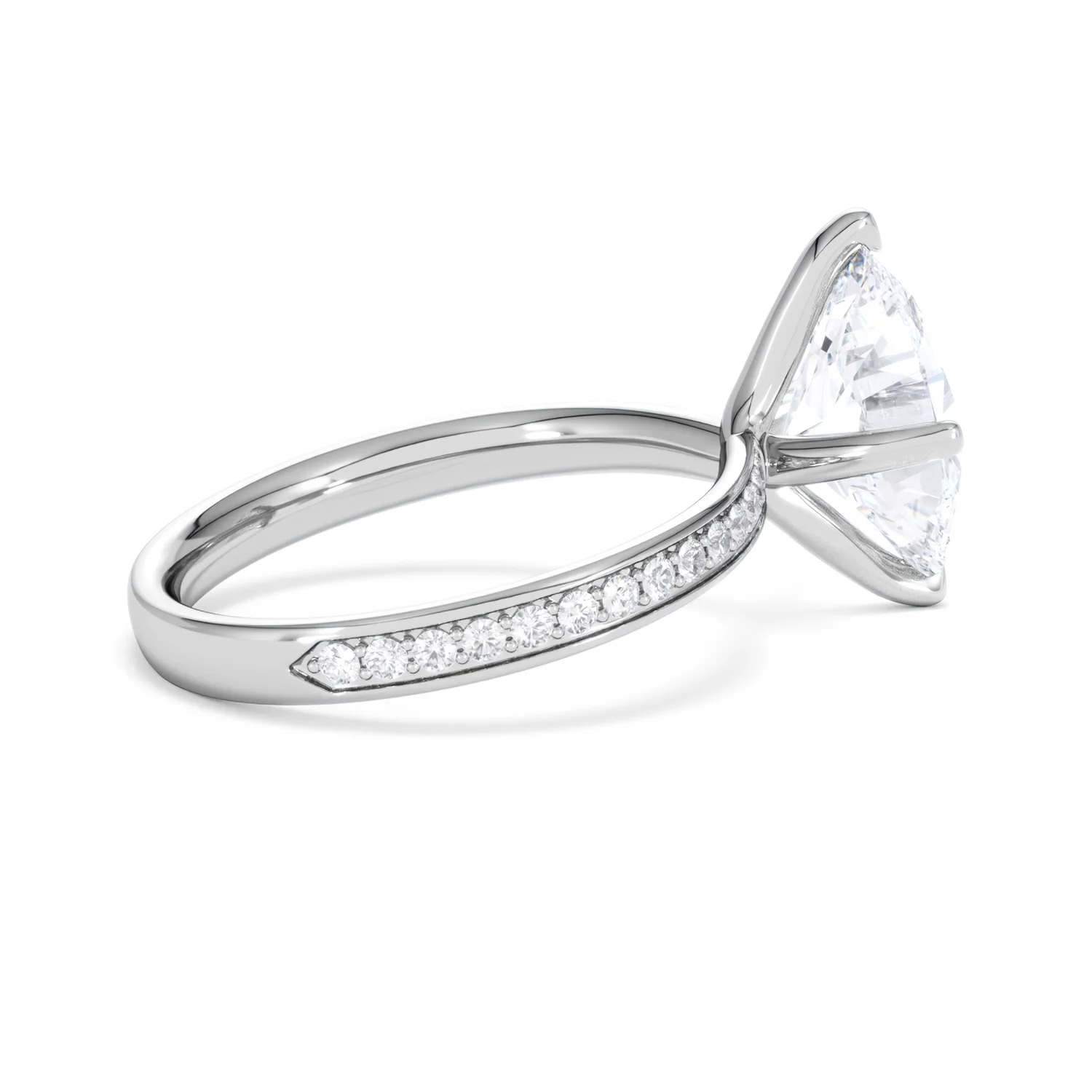 Origin Twist 3.00ct Oval Cut Lab Diamond Solitaire Engagement Ring with Side Stones in 18K White Gold - Image 31