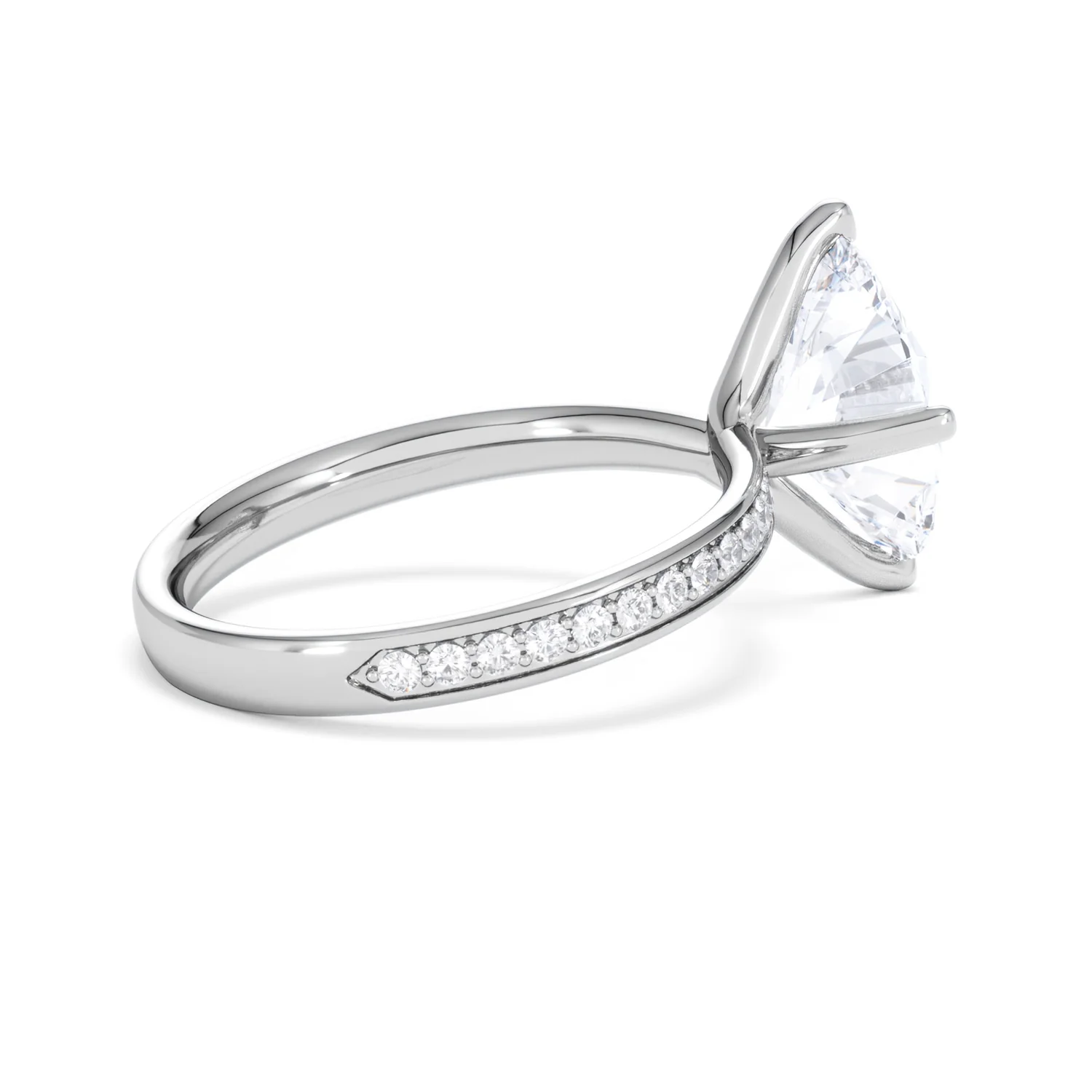 Origin Twist 3.00ct Oval Cut Lab Diamond Solitaire Engagement Ring with Side Stones in 18K White Gold - Image 33
