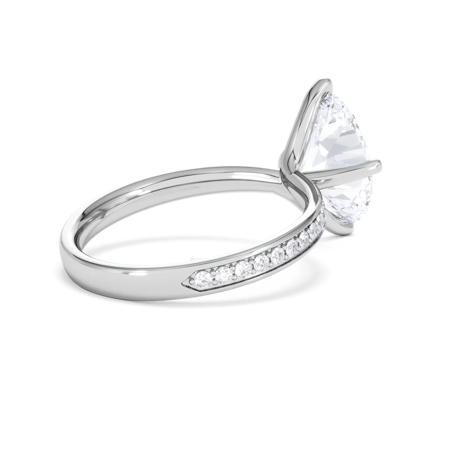 Origin Twist 3.00ct Oval Cut Lab Diamond Solitaire Engagement Ring with Side Stones in 18K White Gold - Image 36