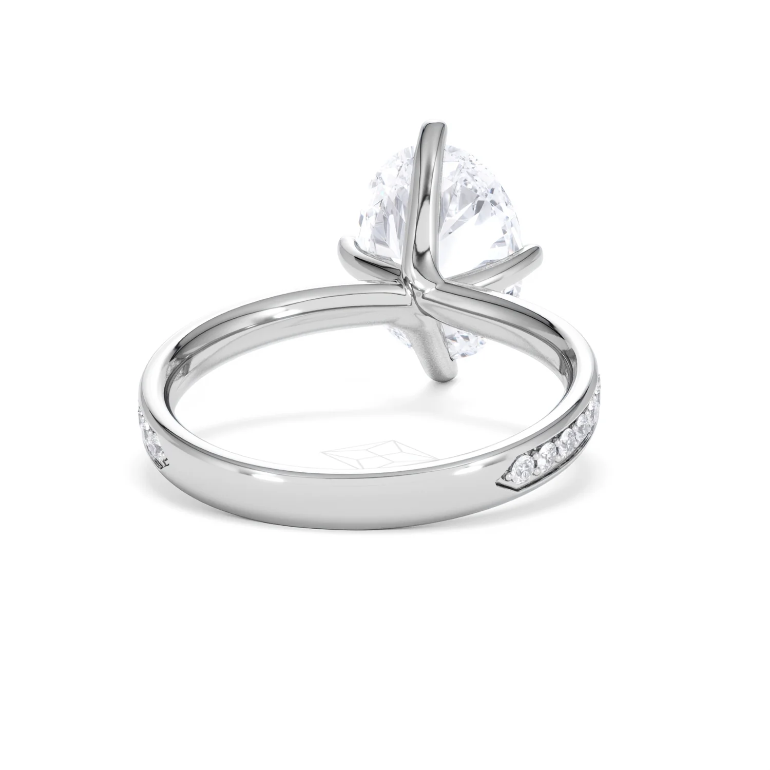 Origin Twist 3.00ct Oval Cut Lab Diamond Solitaire Engagement Ring with Side Stones in 18K White Gold - Image 44