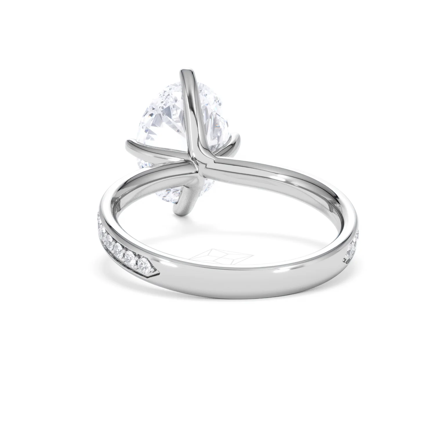 Origin Twist 3.00ct Oval Cut Lab Diamond Solitaire Engagement Ring with Side Stones in 18K White Gold - Image 50