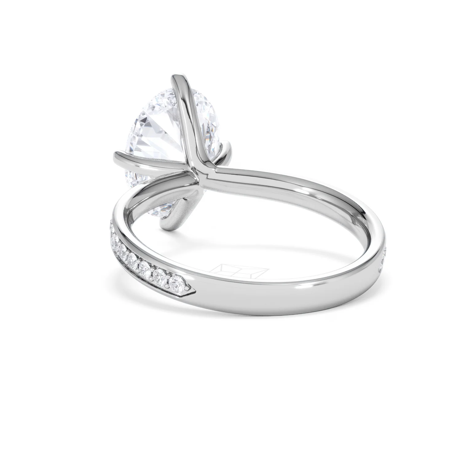 Origin Twist 3.00ct Oval Cut Lab Diamond Solitaire Engagement Ring with Side Stones in 18K White Gold - Image 52