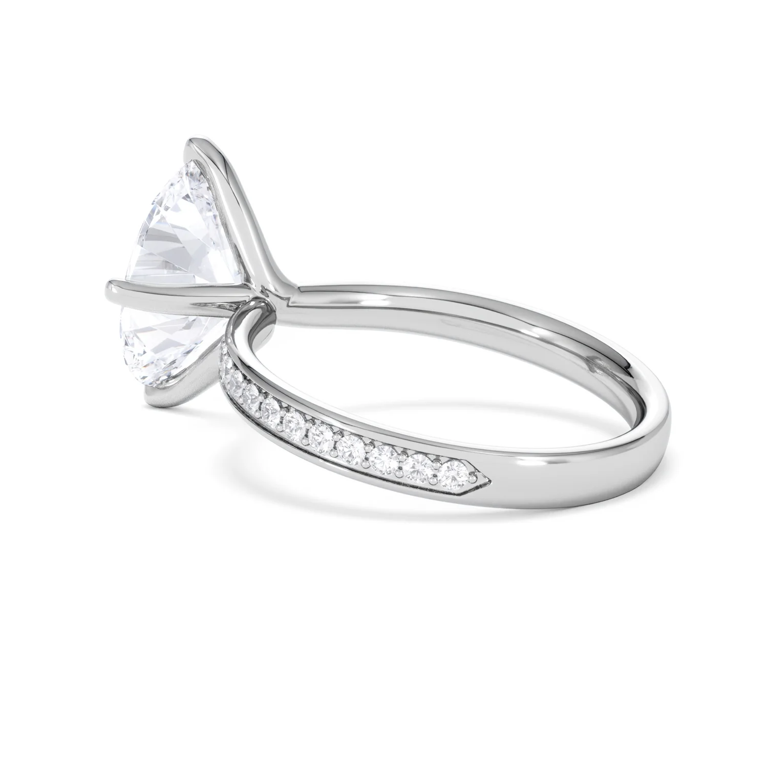 Origin Twist 3.00ct Oval Cut Lab Diamond Solitaire Engagement Ring with Side Stones in 18K White Gold - Image 59