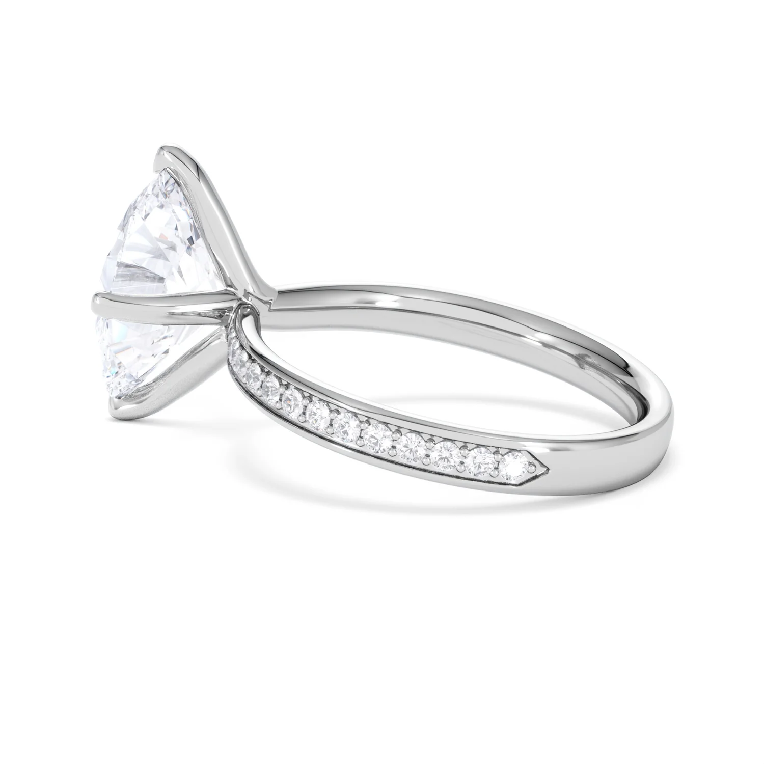 Origin Twist 3.00ct Oval Cut Lab Diamond Solitaire Engagement Ring with Side Stones in 18K White Gold - Image 62
