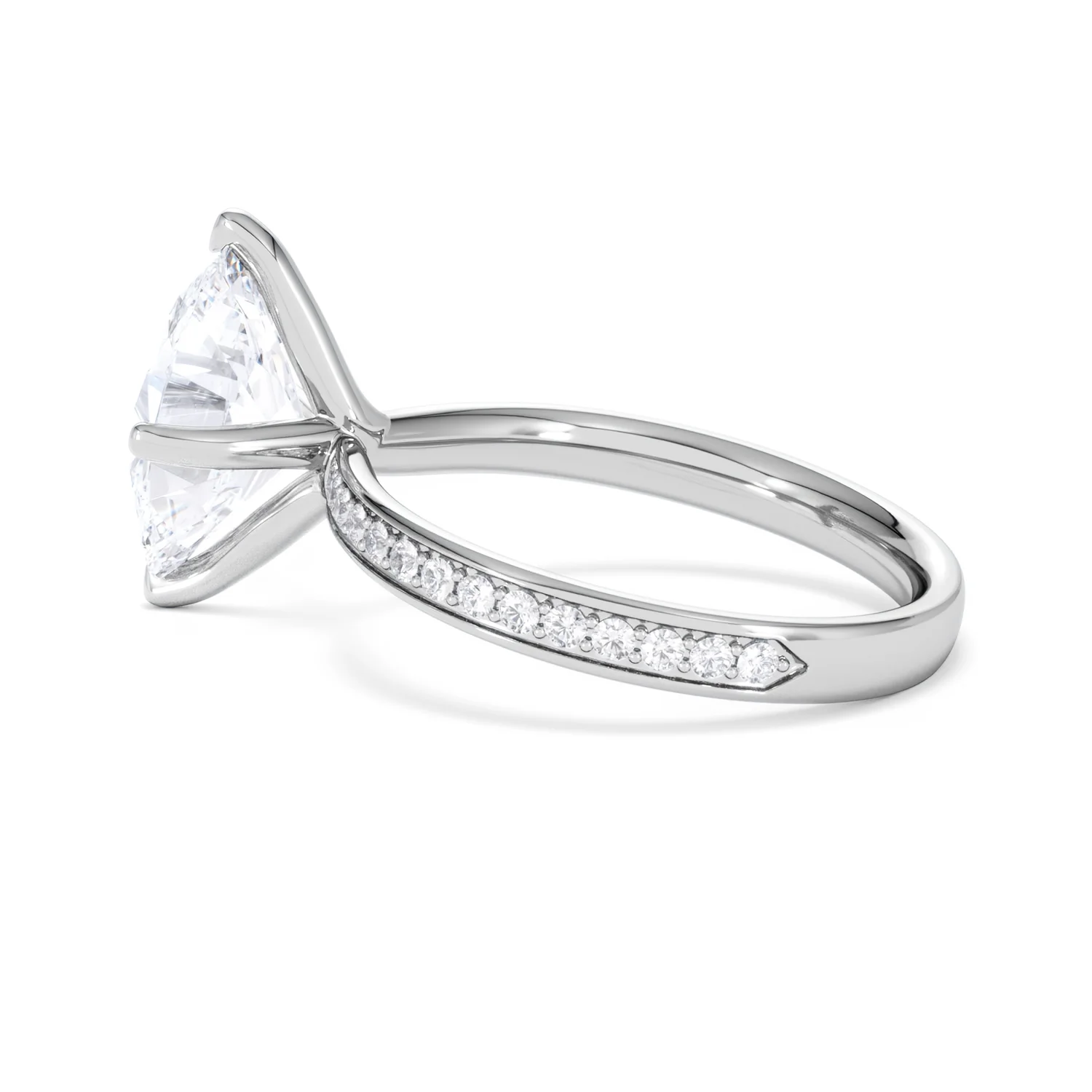 Origin Twist 3.00ct Oval Cut Lab Diamond Solitaire Engagement Ring with Side Stones in 18K White Gold - Image 63